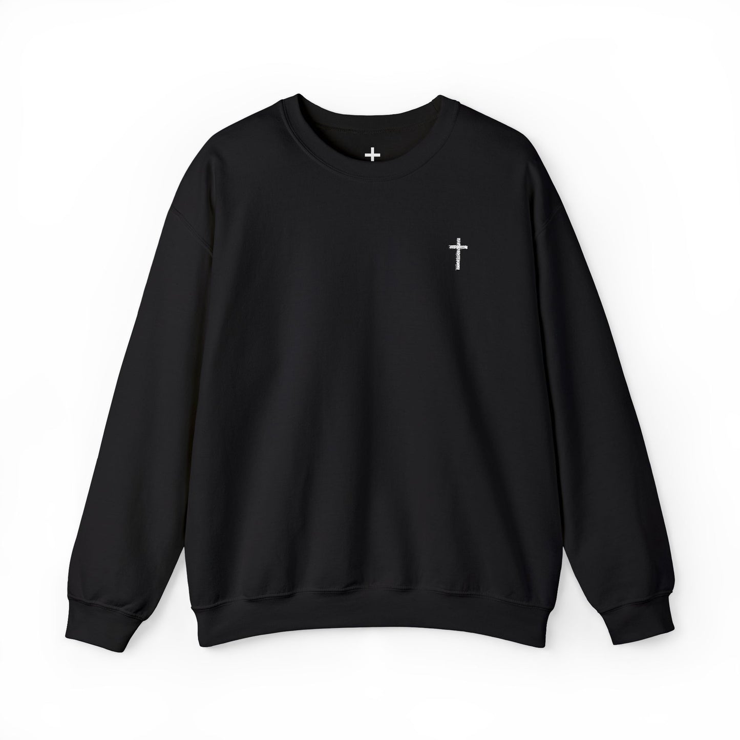 Unisex Heavy Blend™ Crewneck Sweatshirt with Embroidered White Cross
