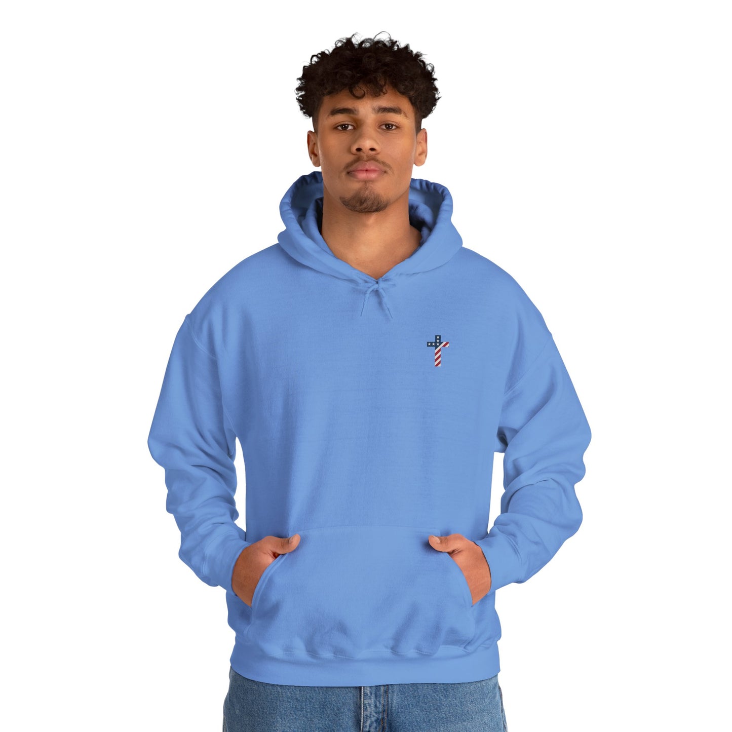 American Flag Cross- Gildan Hooded Sweatshirt