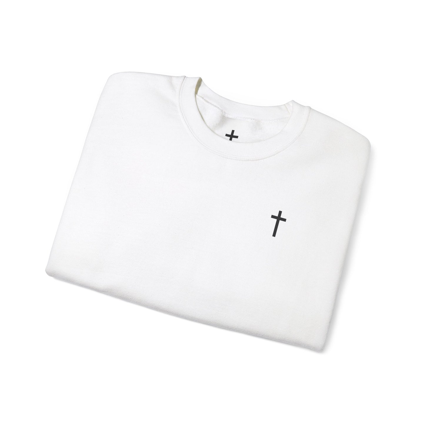 Unisex Simple Christian Heavy Blend Crewneck Sweatshirt with Black Cross (Gildan Product)