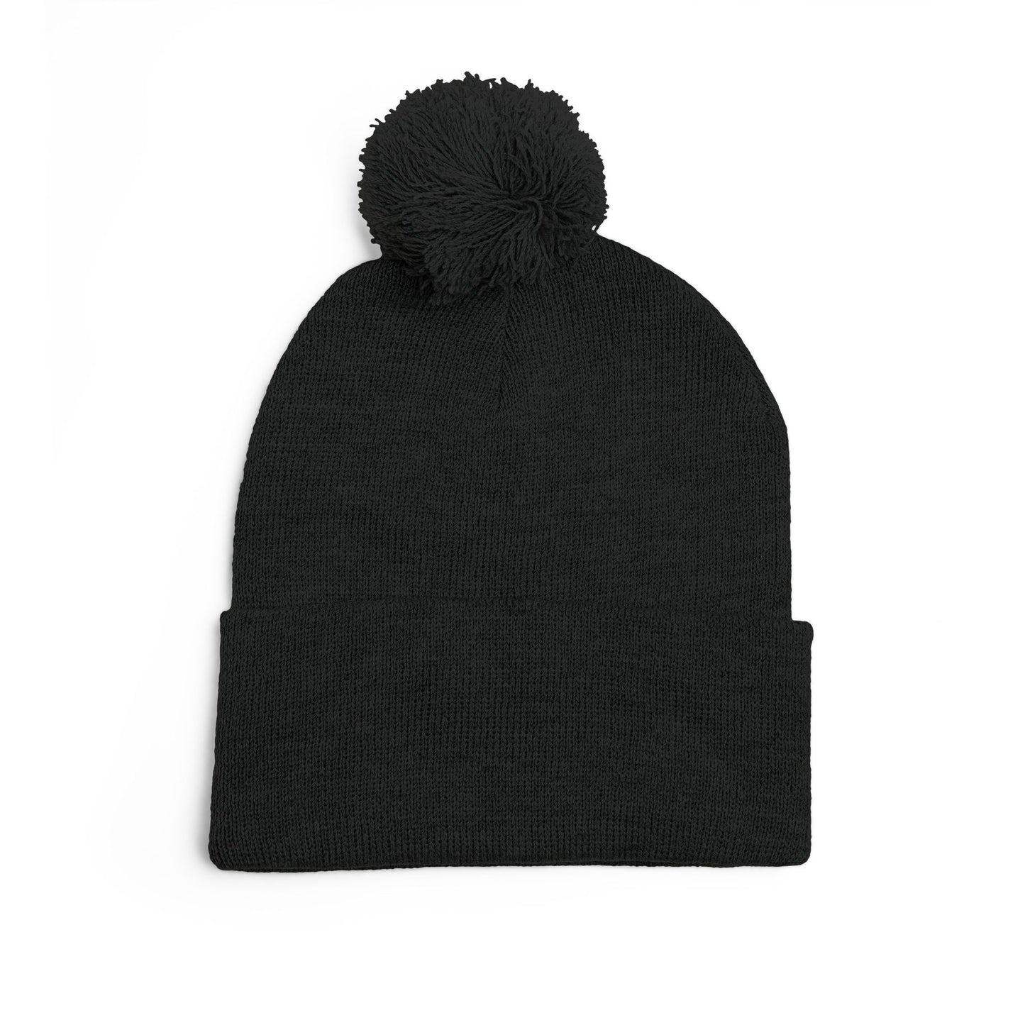 Pom-Pom White Cross Knit Cap (Embroidery)