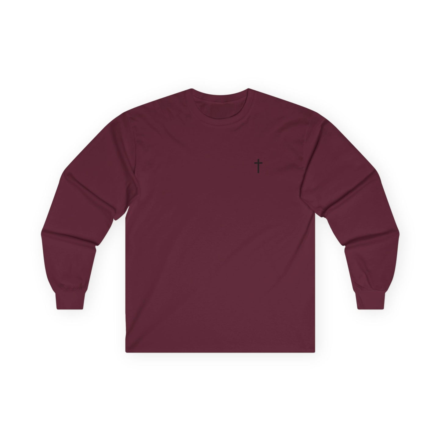 Unisex 100% Cotton Long Sleeve Tee with Black Cross