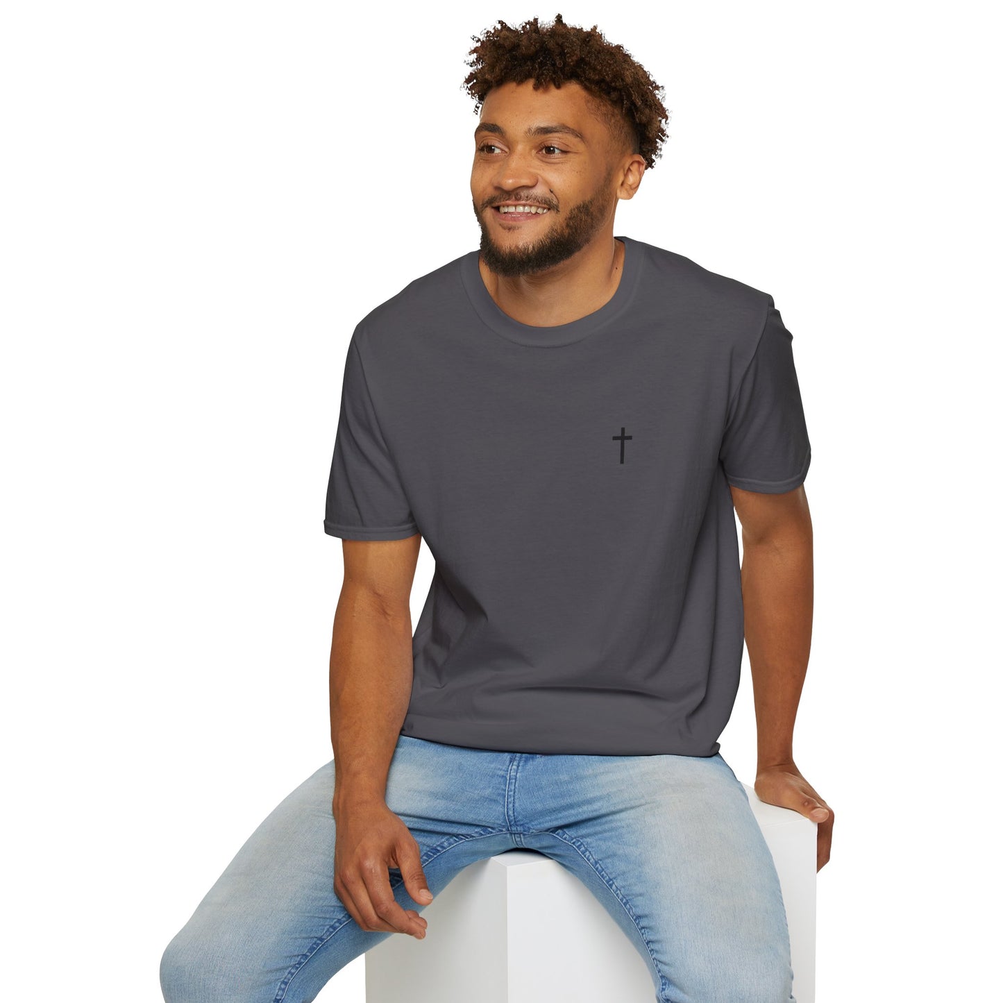 Unisex Christian T-Shirt with Black Cross (Gildan Product)
