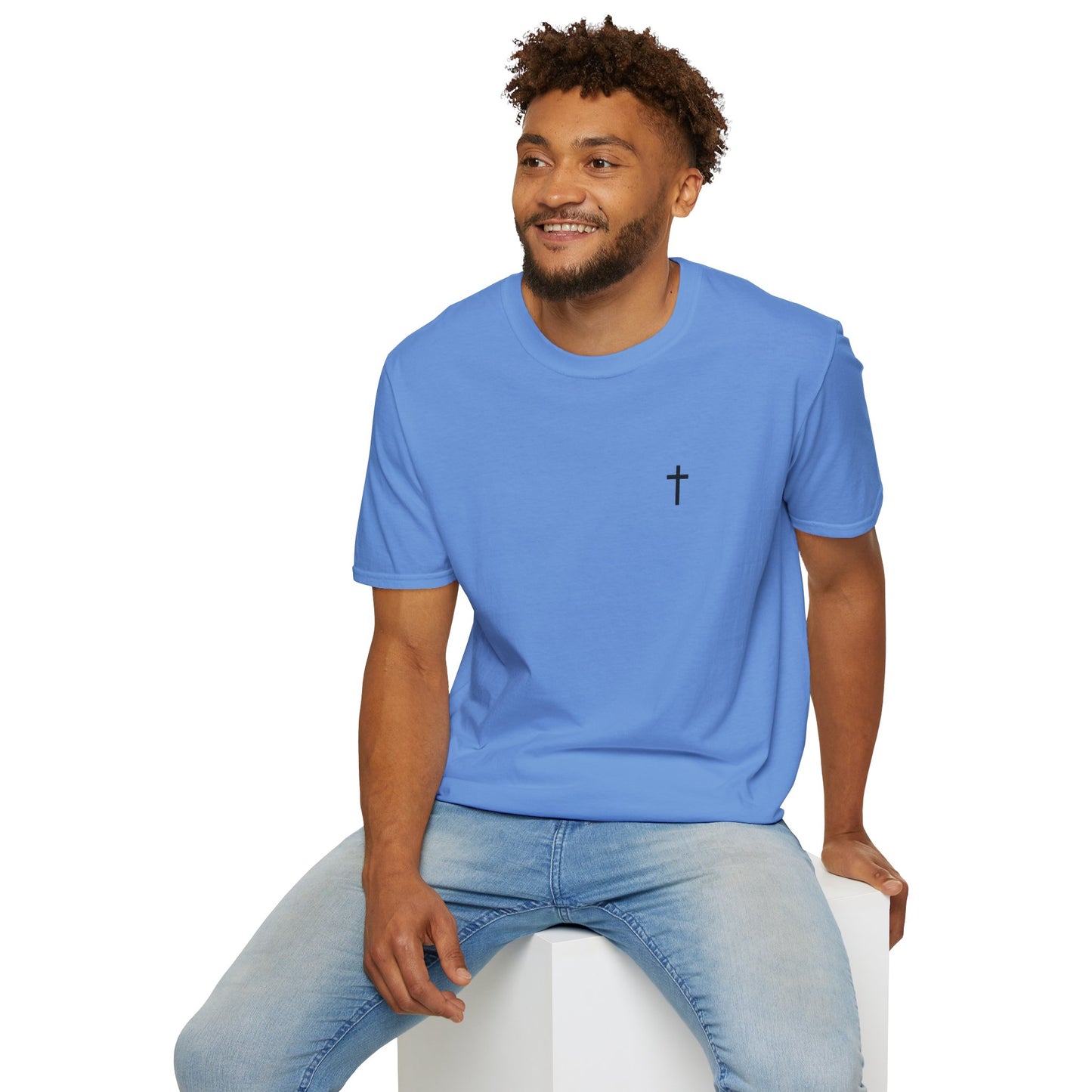 Unisex Christian T-Shirt with Black Cross (Gildan Product)