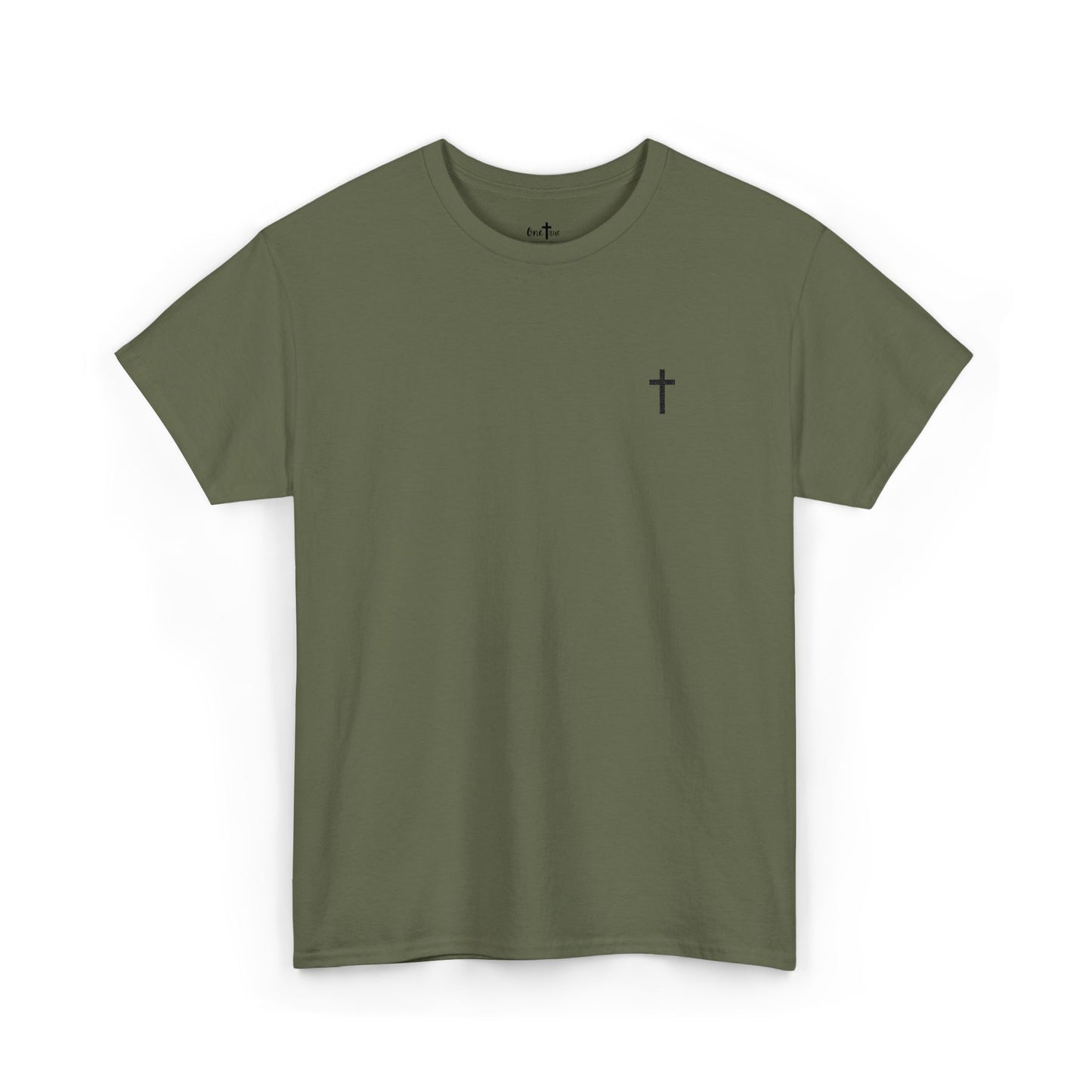 Unisex Heavy Cotton Tee with Black Cross (Embroidered)