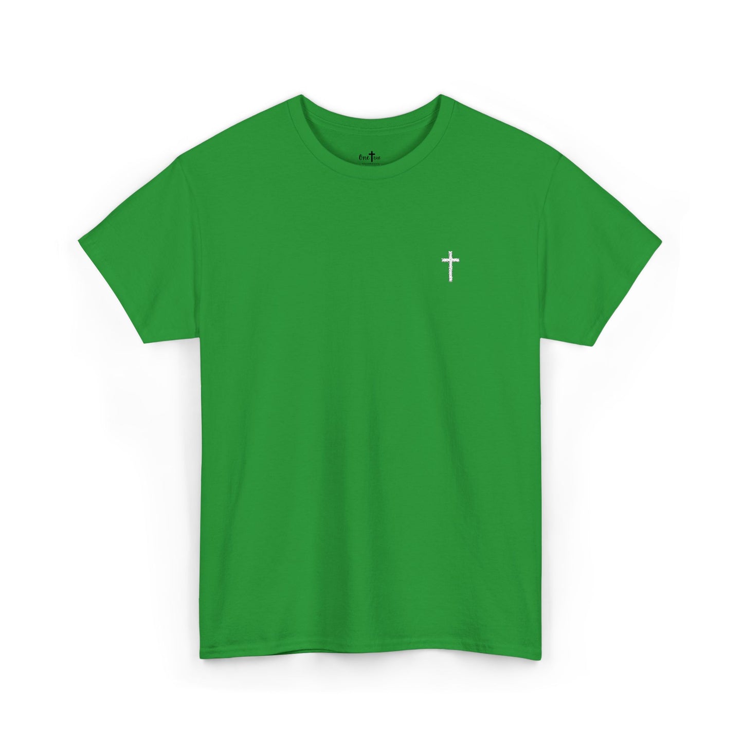 Unisex Heavy Cotton Tee with White Cross (Embroidered)