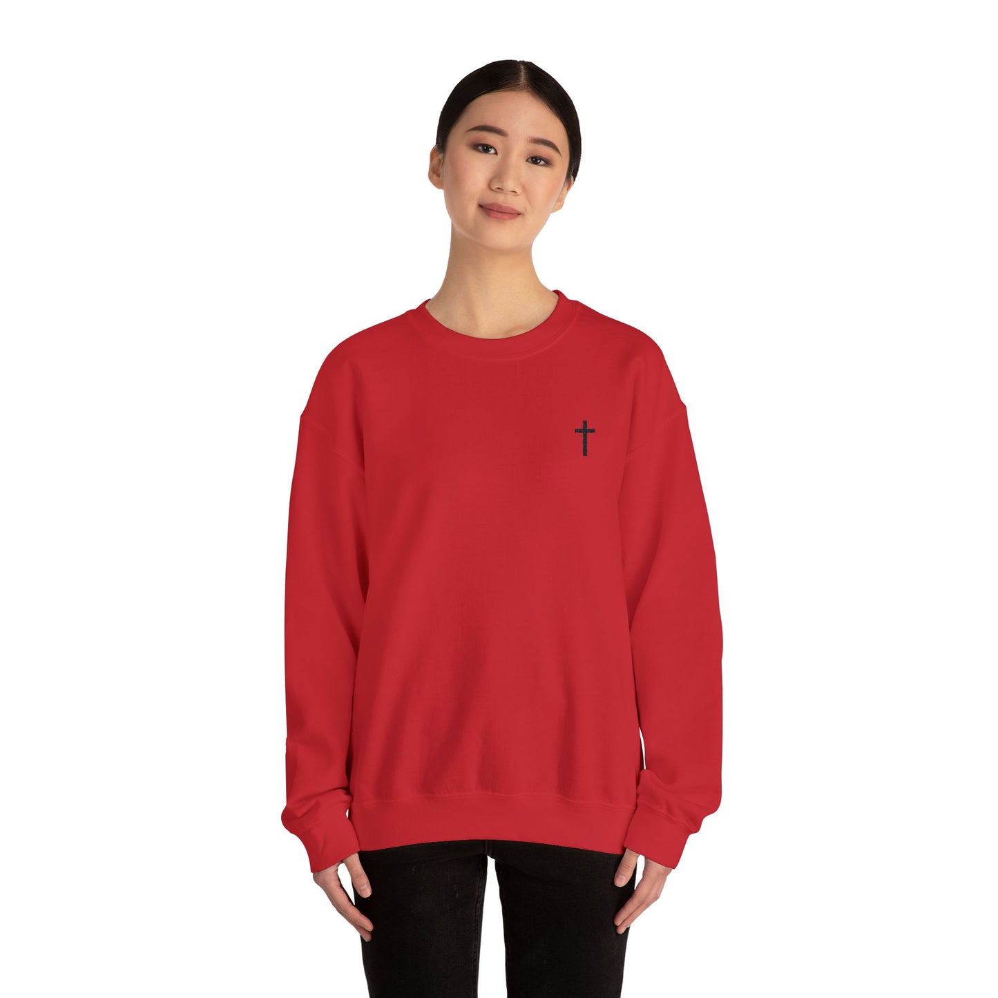 Unisex Heavy Blend™ Crewneck Sweatshirt with Embroidered Black Cross