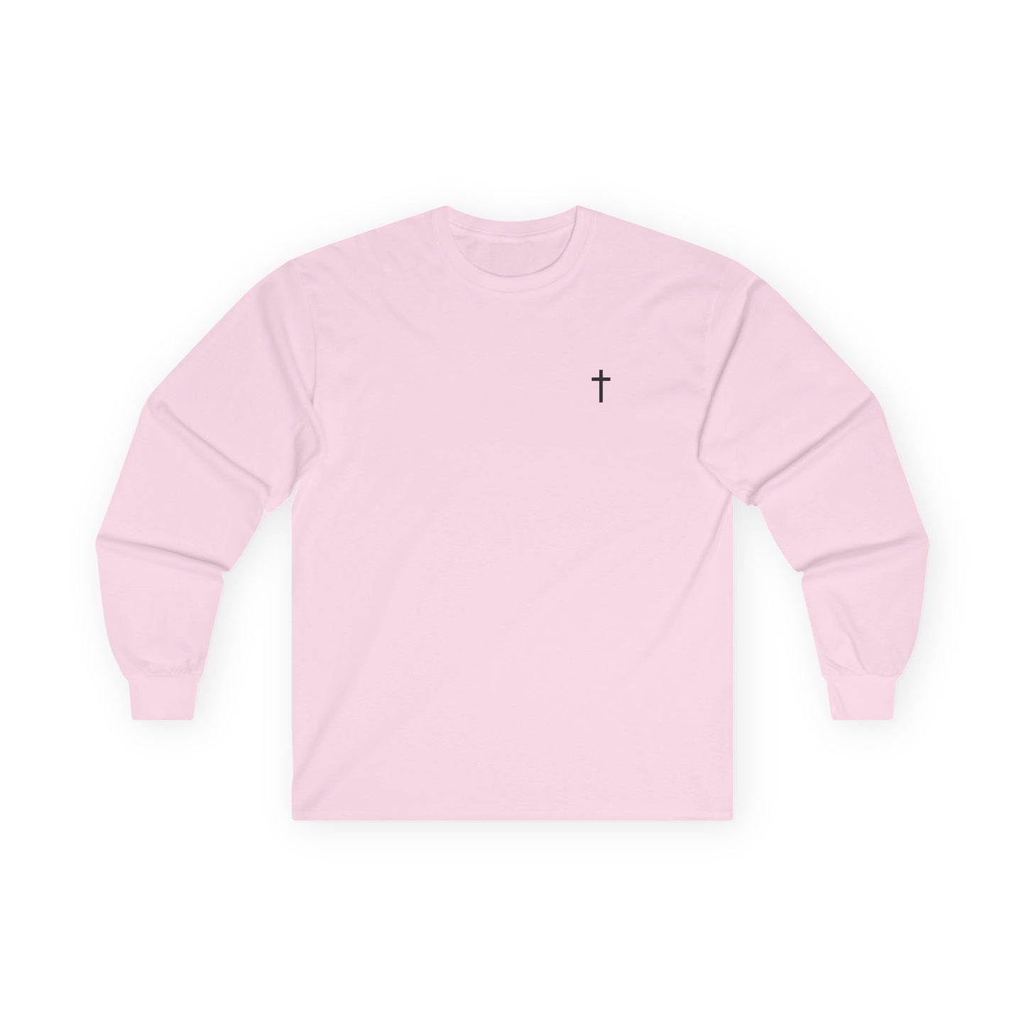 Unisex 100% Cotton Long Sleeve Tee with Black Cross