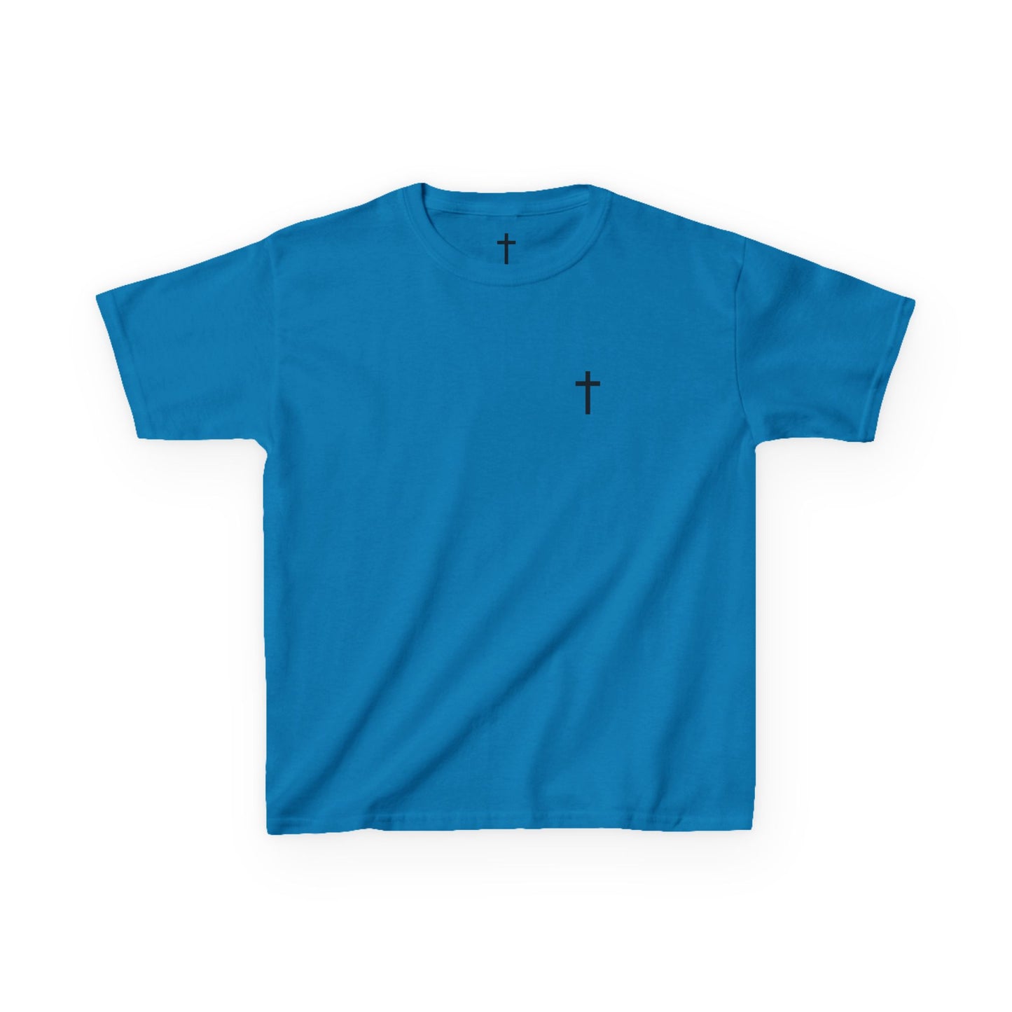 Kids Simple Christian T-Shirt with Black Cross (Gildan Product)
