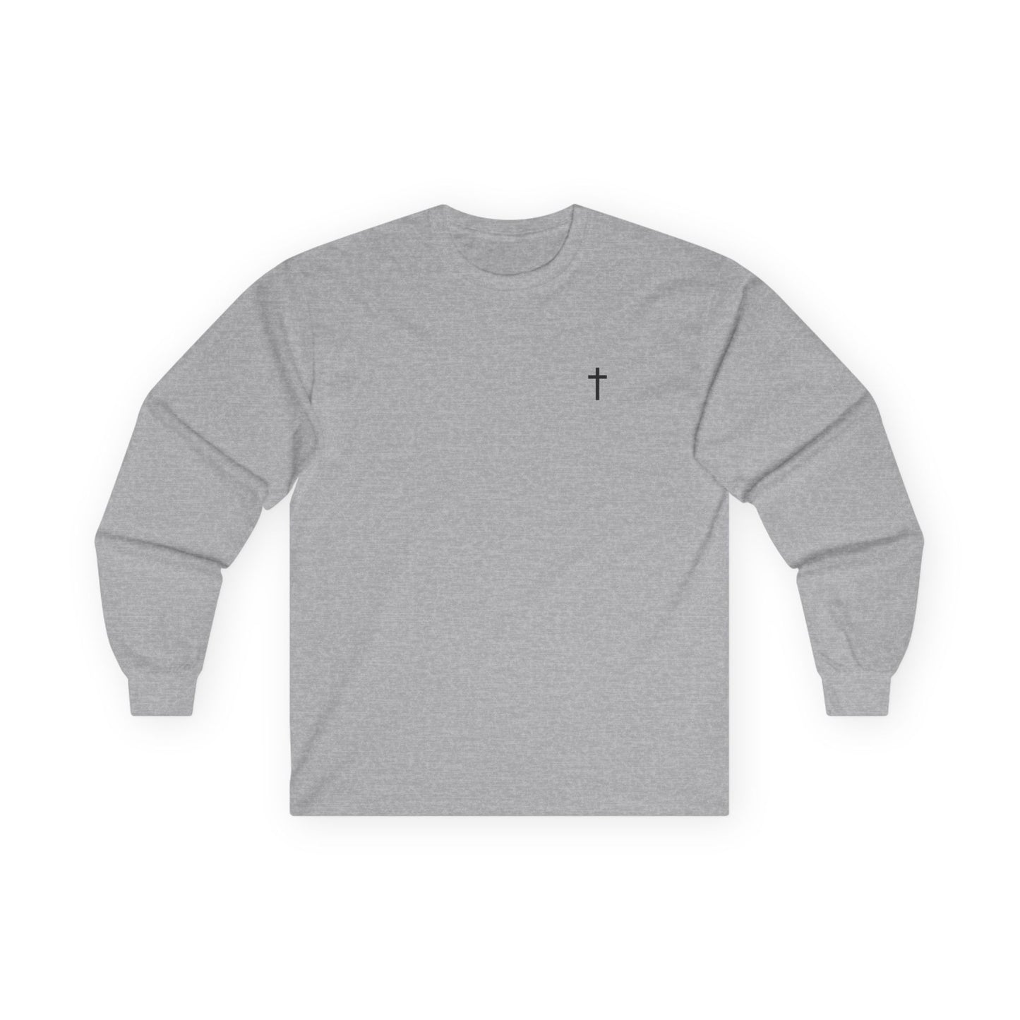 Unisex 100% Cotton Long Sleeve Tee with Black Cross