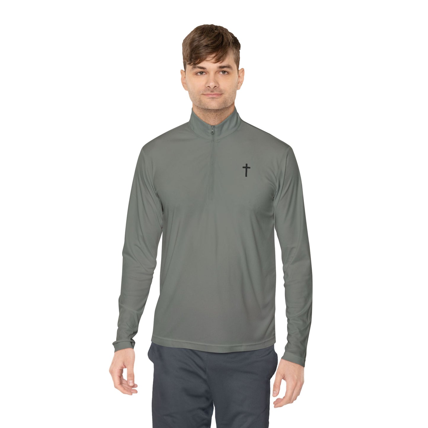 Unisex Quarter-Zip Pullover with Black Cross