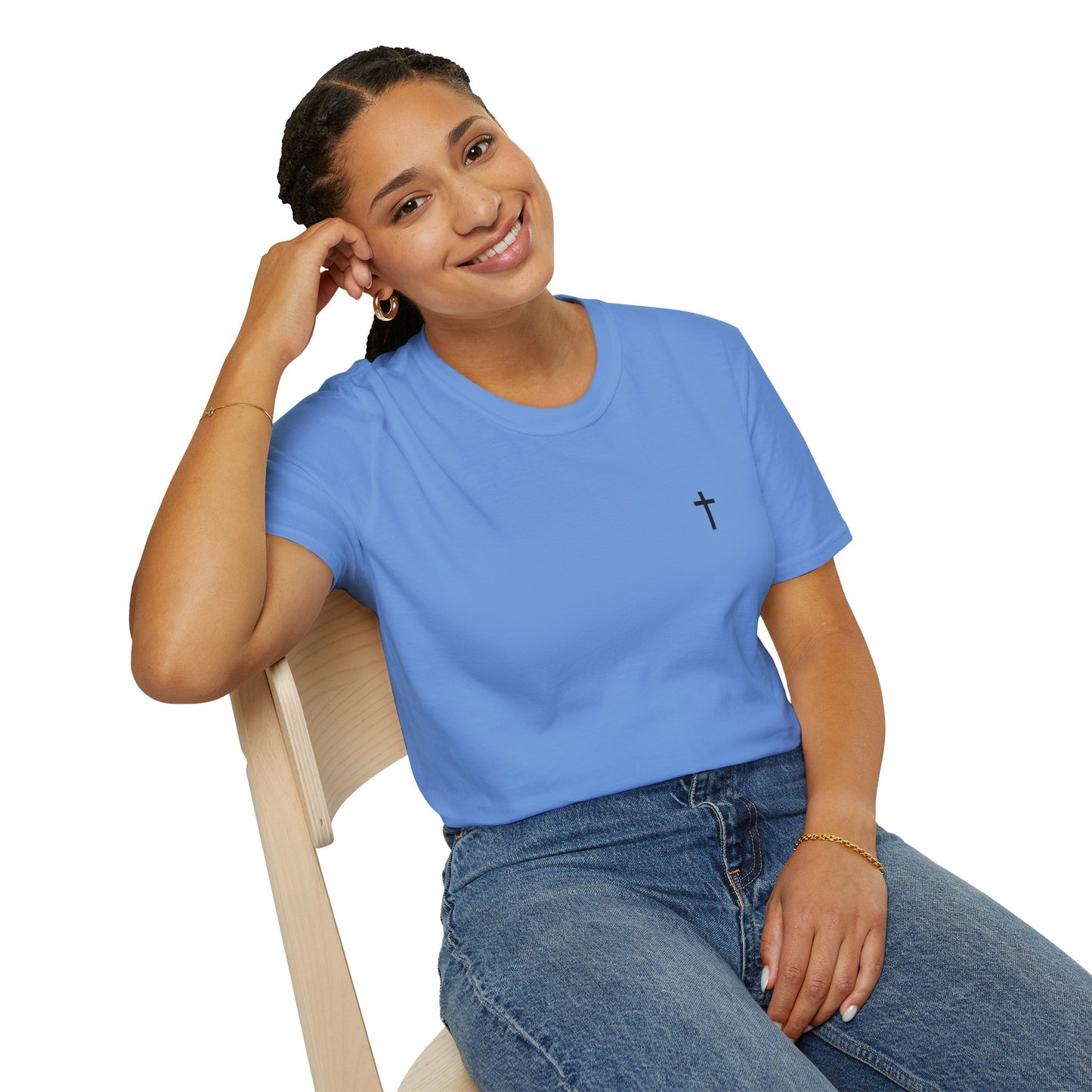 Unisex Christian T-Shirt with Black Cross (Gildan Product)