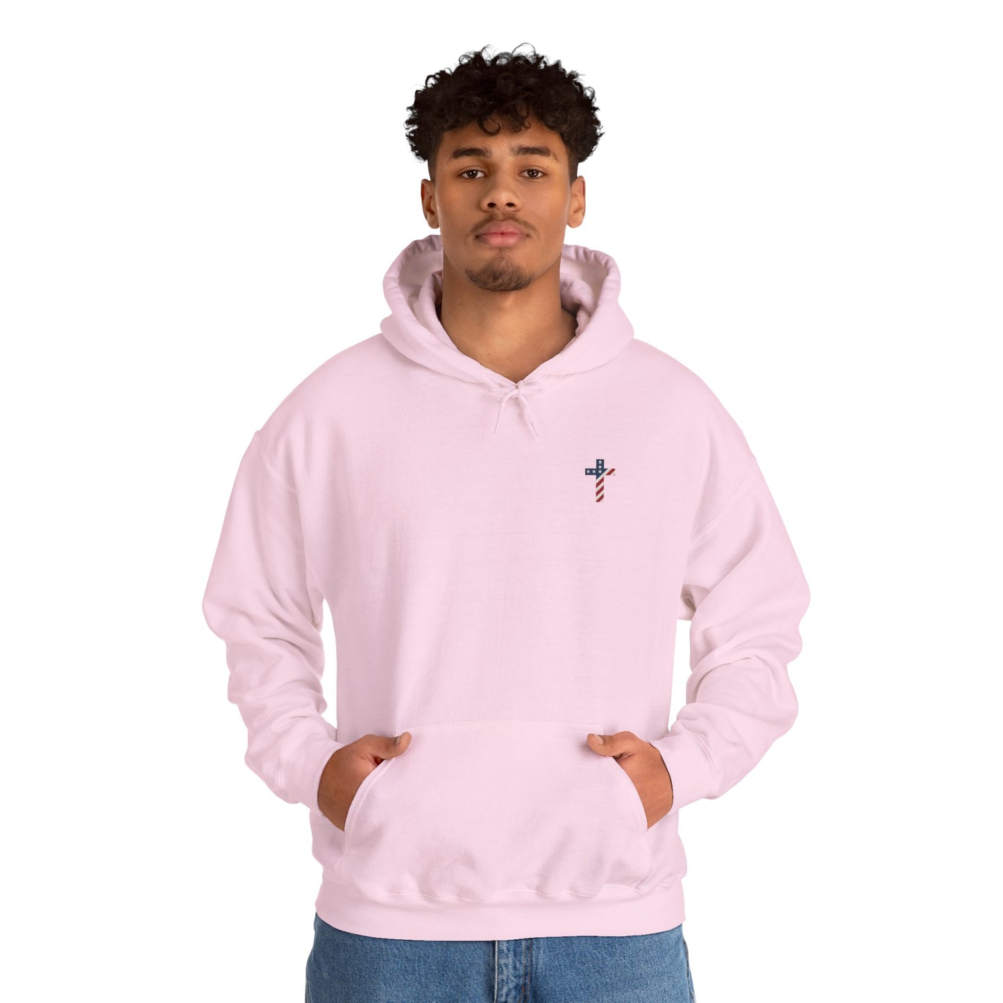 American Flag Cross- Gildan Hooded Sweatshirt
