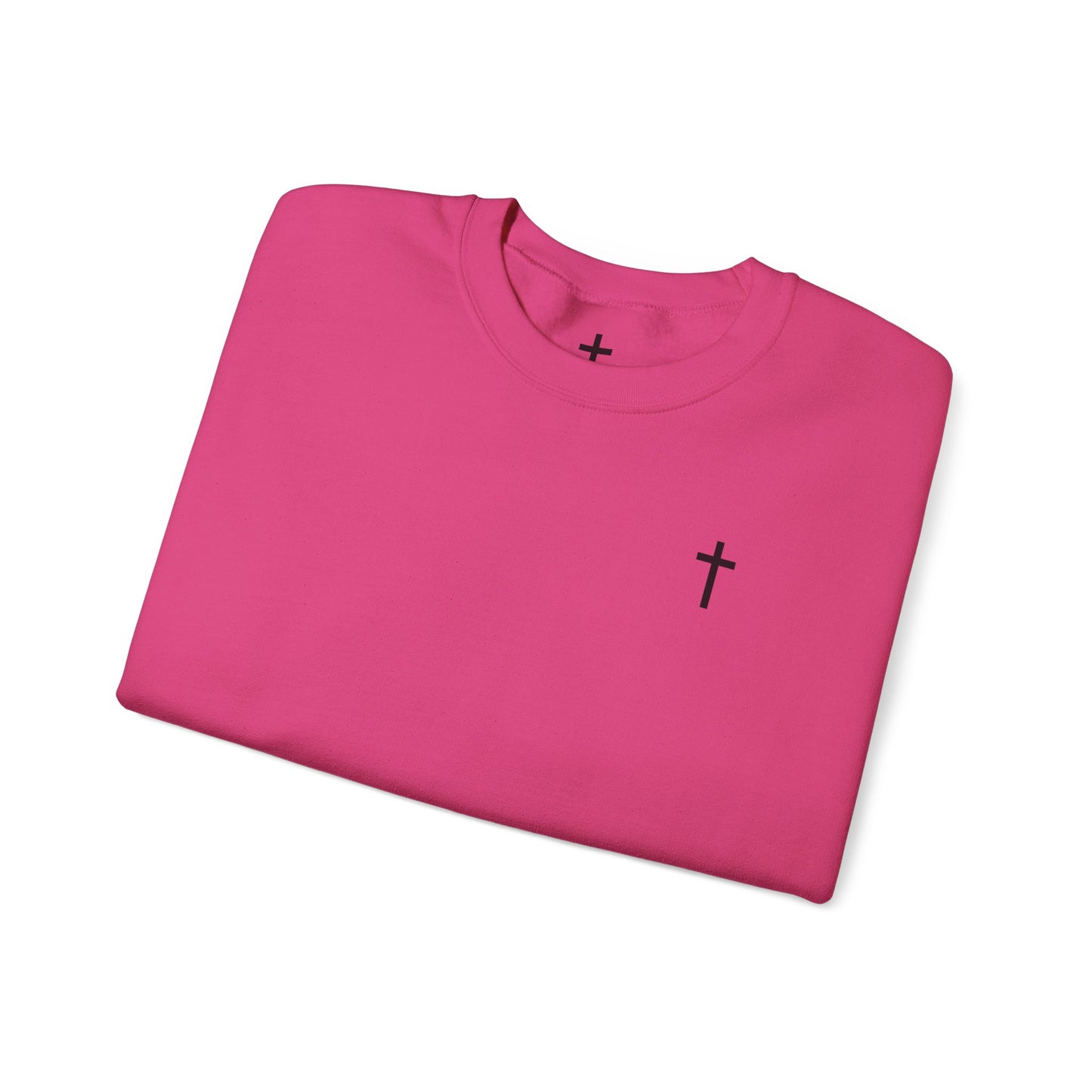 Unisex Simple Christian Heavy Blend Crewneck Sweatshirt with Black Cross (Gildan Product)