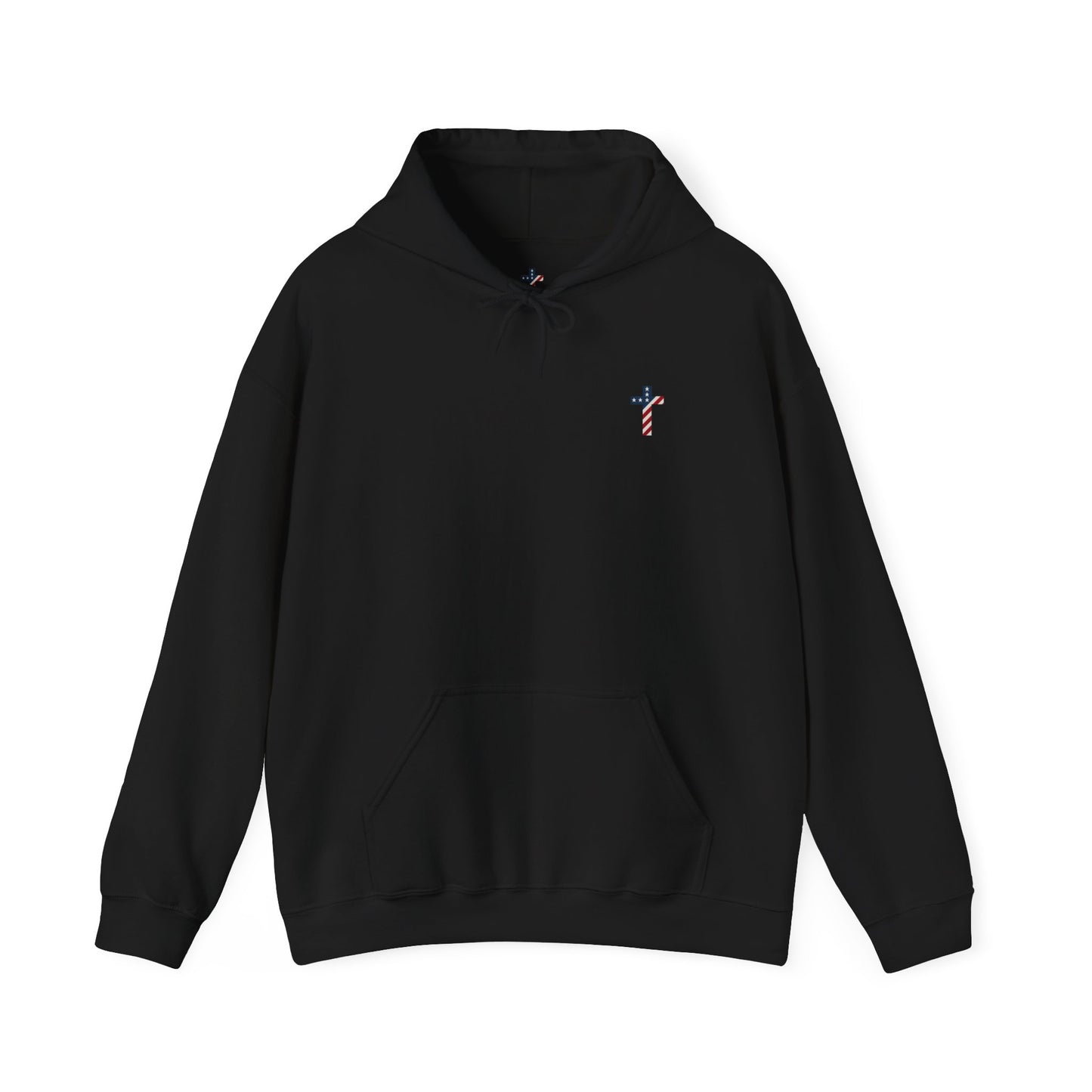 American Flag Cross- Gildan Hooded Sweatshirt
