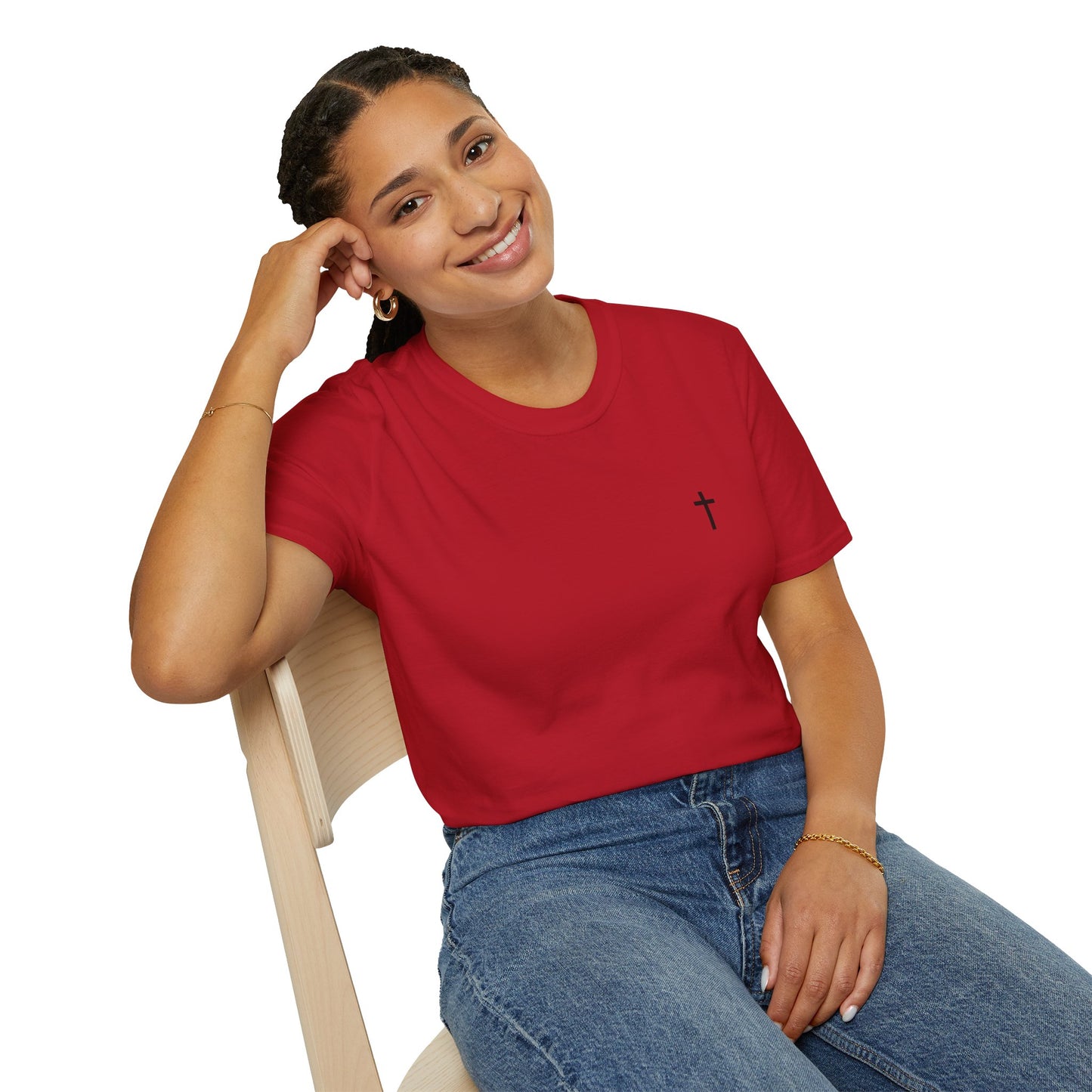 Unisex Christian T-Shirt with Black Cross (Gildan Product)