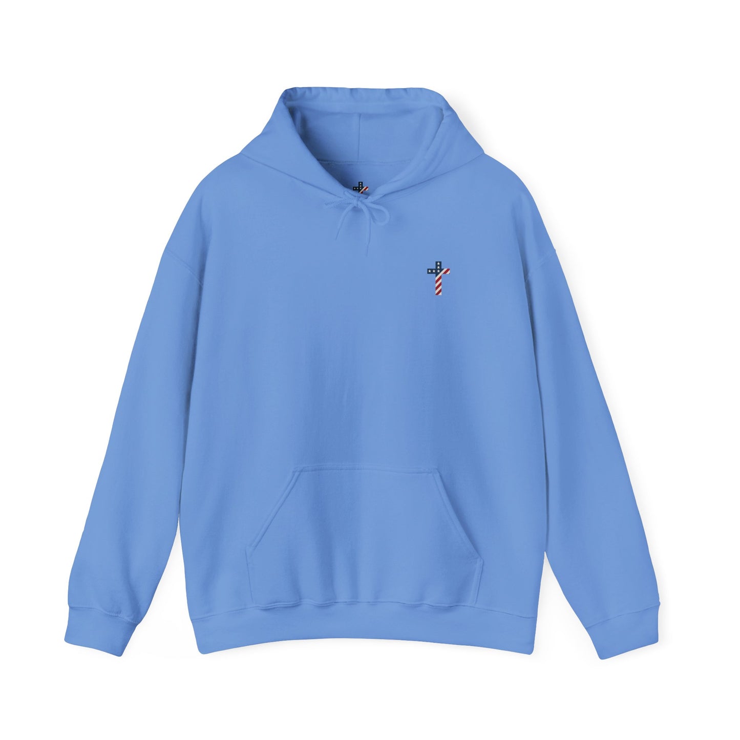 American Flag Cross- Gildan Hooded Sweatshirt