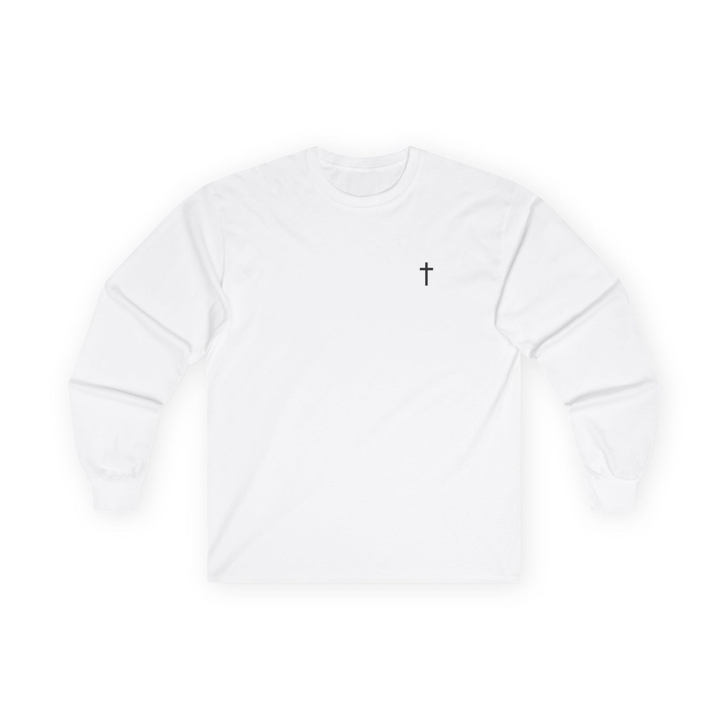 Unisex 100% Cotton Long Sleeve Tee with Black Cross