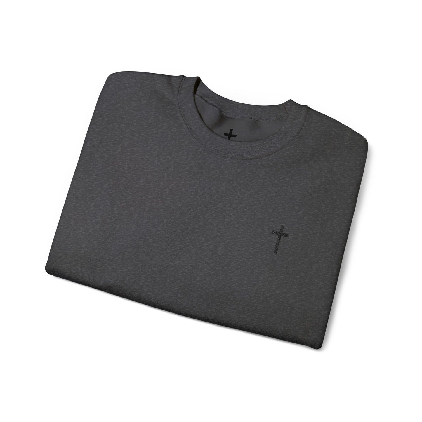 Unisex Heavy Blend™ Crewneck Sweatshirt with Embroidered Black Cross