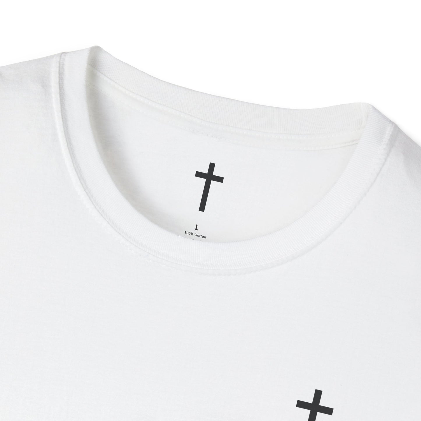 Unisex Christian T-Shirt with Black Cross (Gildan Product)
