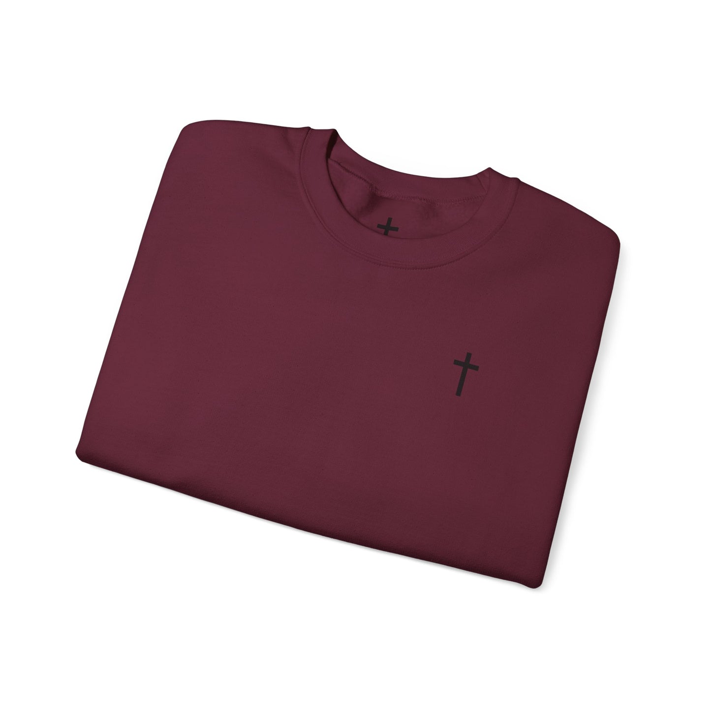 Unisex Simple Christian Heavy Blend Crewneck Sweatshirt with Black Cross (Gildan Product)