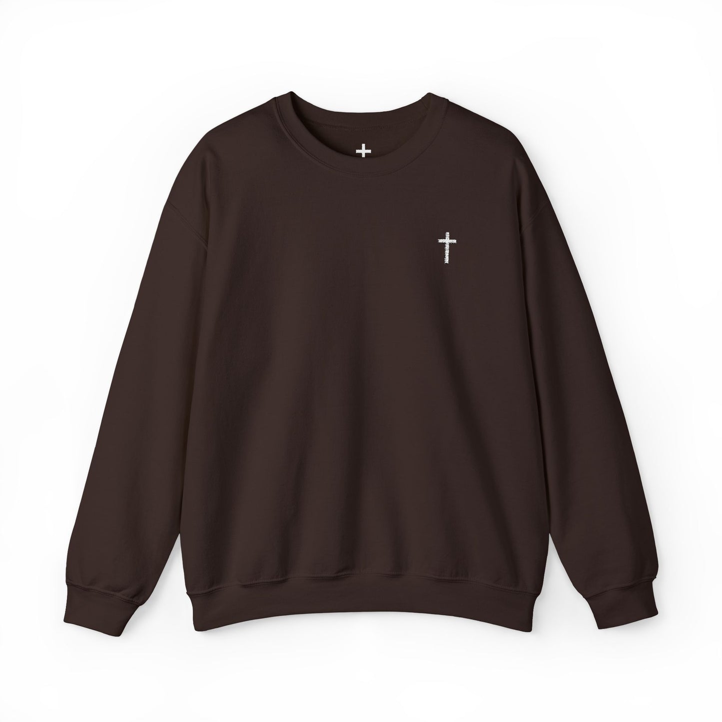 Unisex Heavy Blend™ Crewneck Sweatshirt with Embroidered White Cross