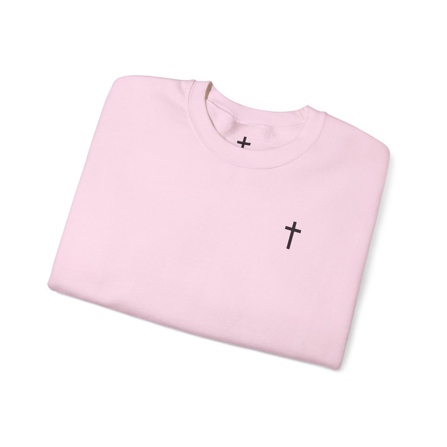 Unisex Simple Christian Heavy Blend Crewneck Sweatshirt with Black Cross (Gildan Product)
