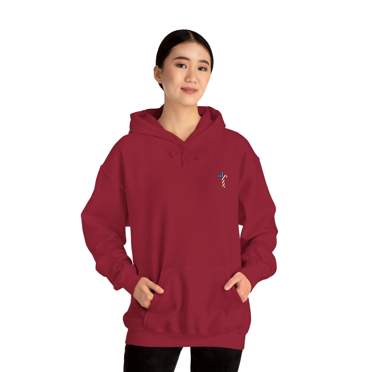 American Flag Cross- Gildan Hooded Sweatshirt