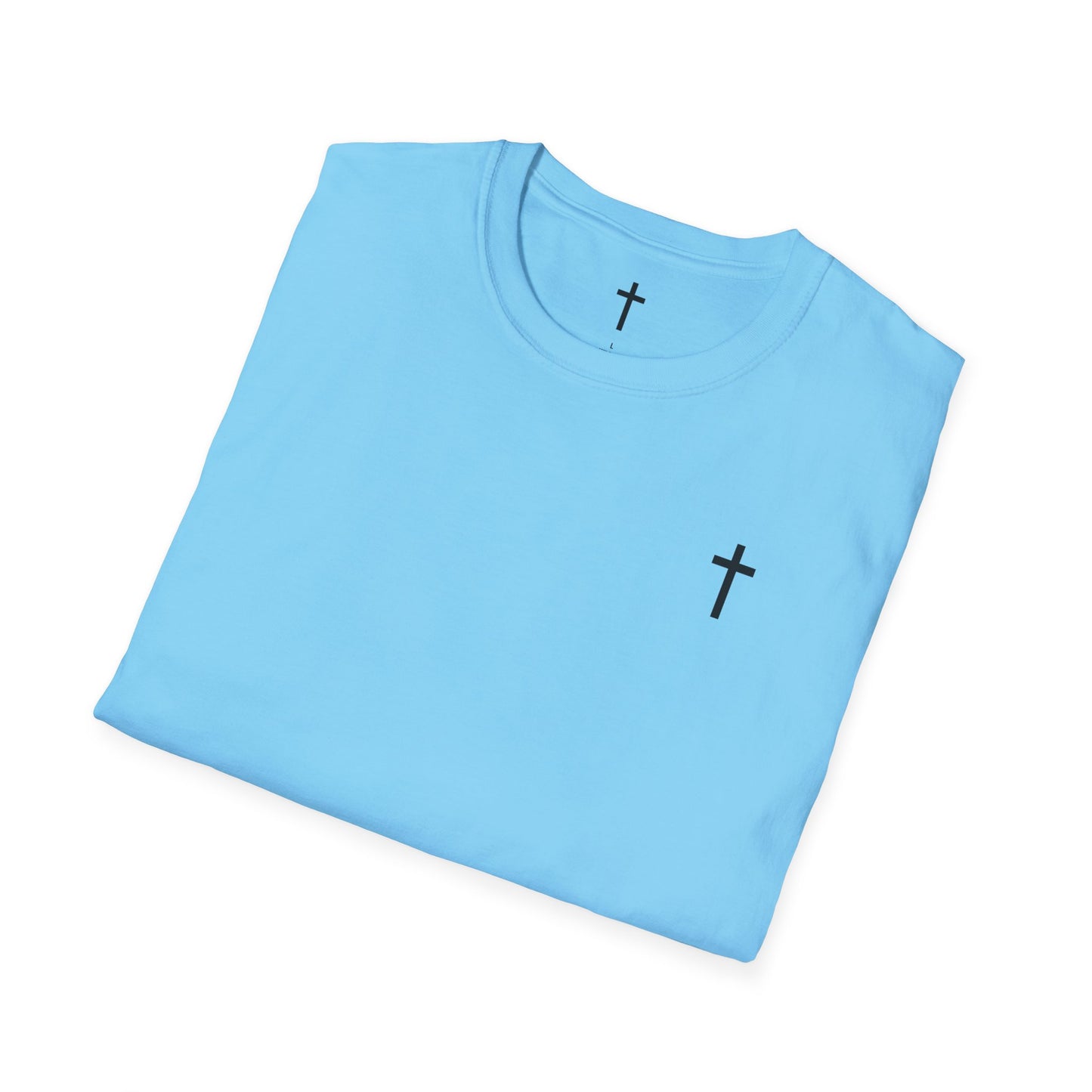 Unisex Christian T-Shirt with Black Cross (Gildan Product)