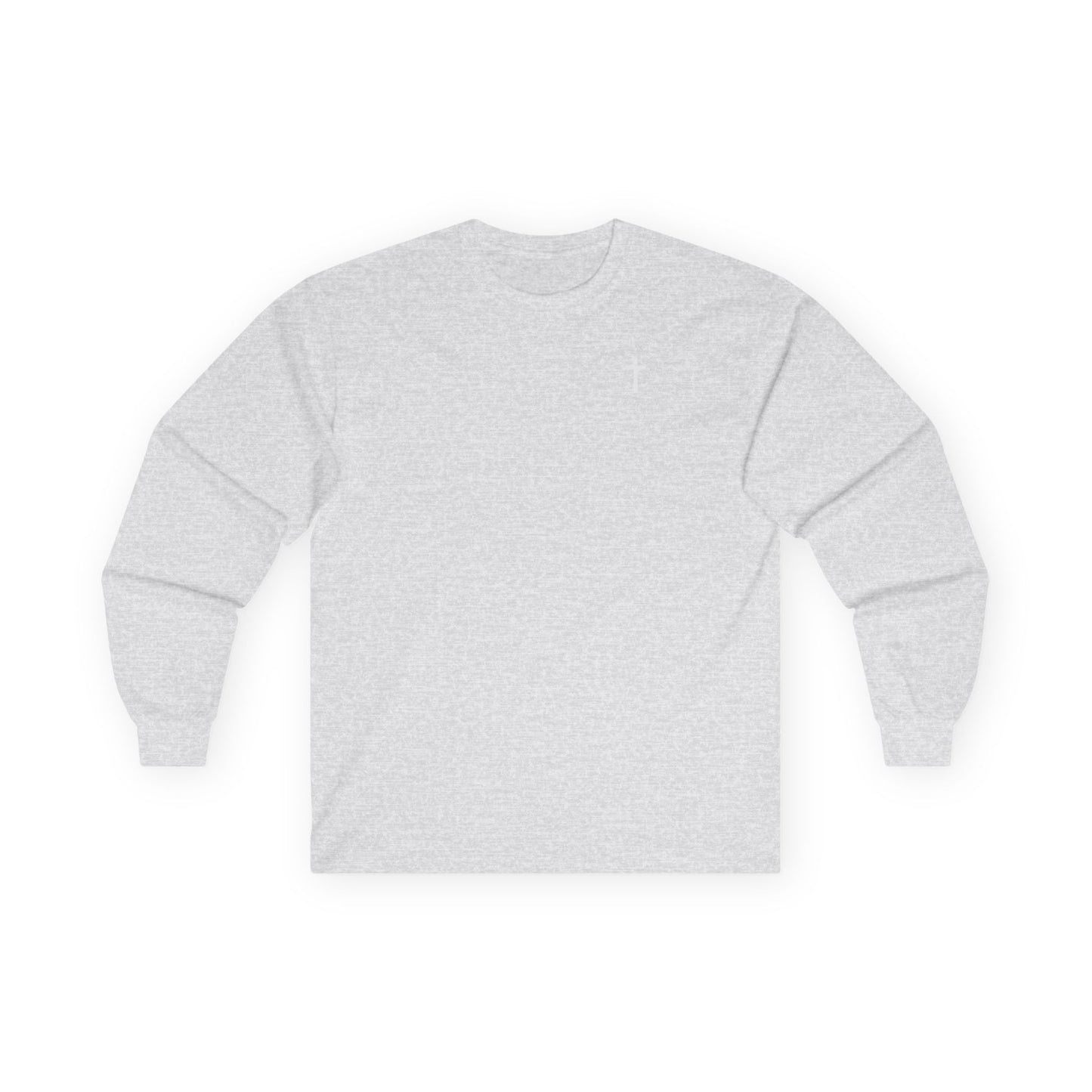 Unisex Simple Christian 100% Cotton Long Sleeve with White Cross (Gildan Product)