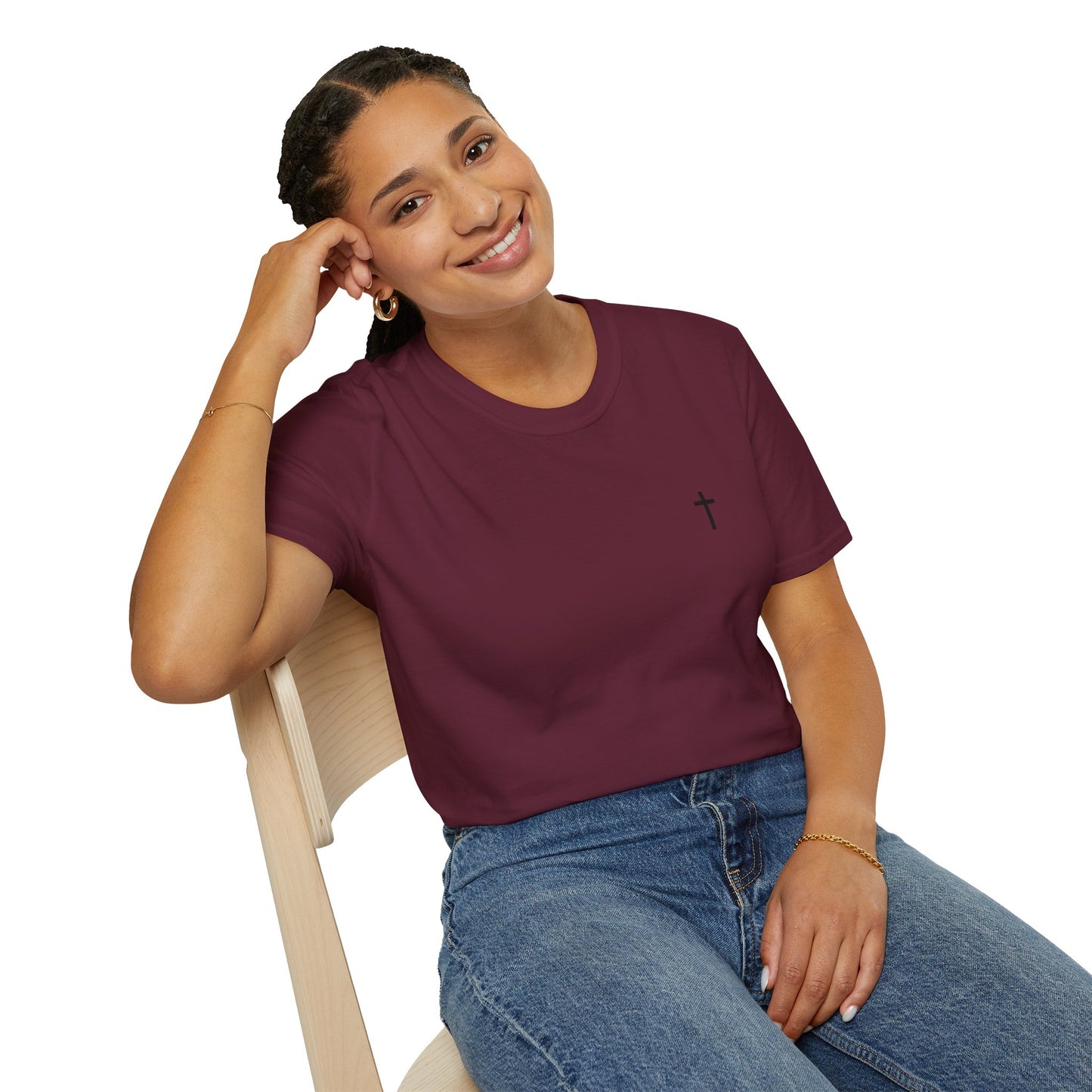 Unisex Christian T-Shirt with Black Cross (Gildan Product)