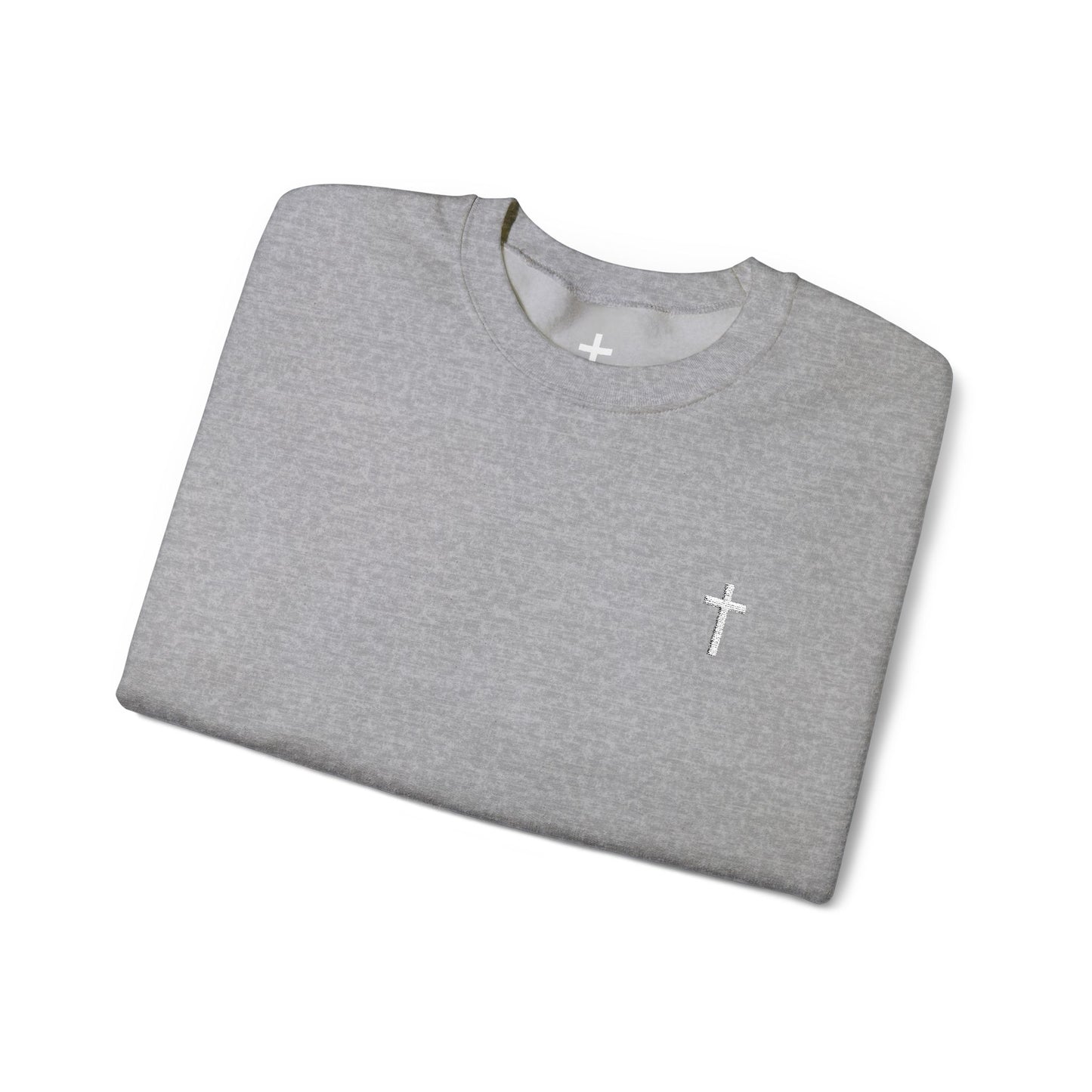 Unisex Heavy Blend™ Crewneck Sweatshirt with Embroidered White Cross