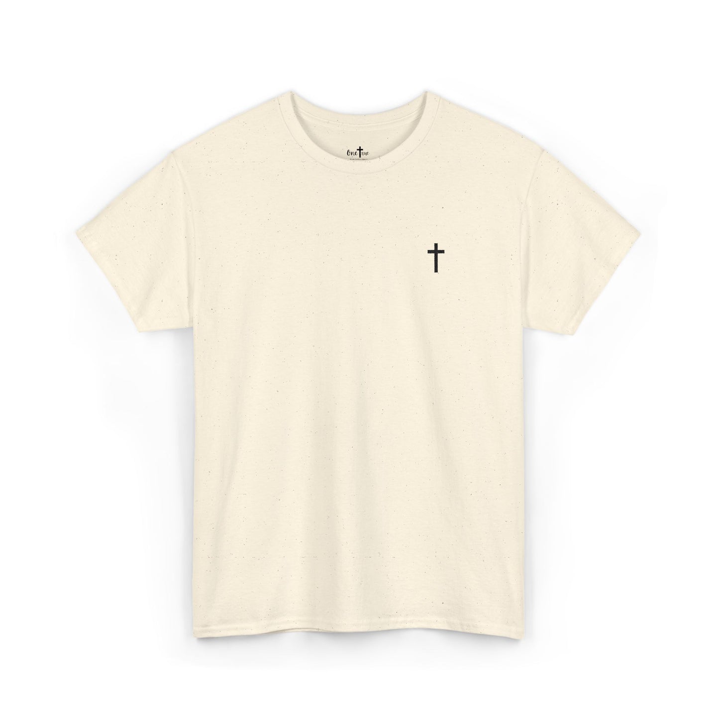 Unisex Heavy Cotton Tee with Black Cross (Embroidered)