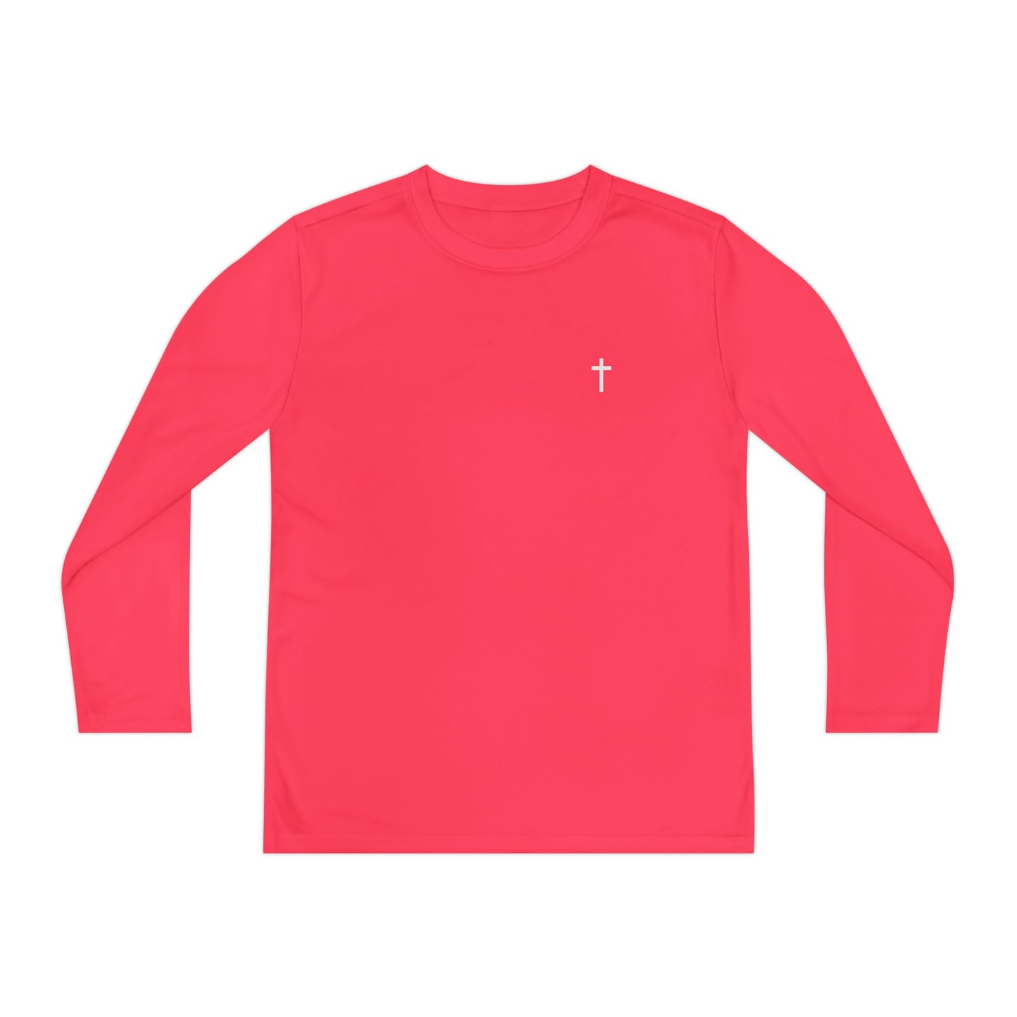 Youth long sleeve Sport-Tek with White Cross