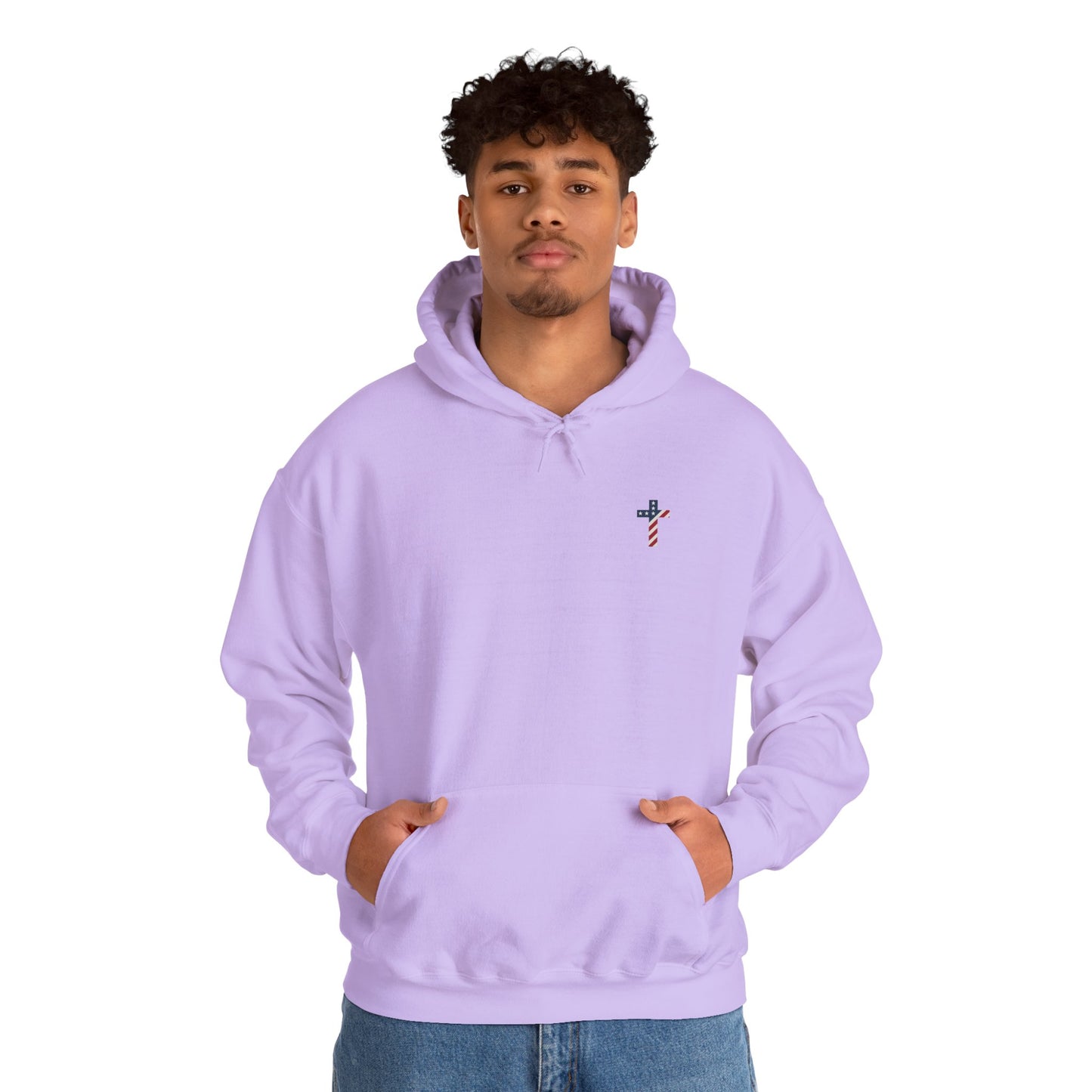 American Flag Cross- Gildan Hooded Sweatshirt