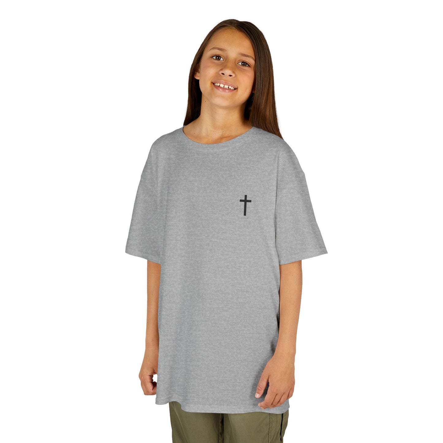 Kids Simple Christian T-Shirt with Black Cross (Gildan Product)