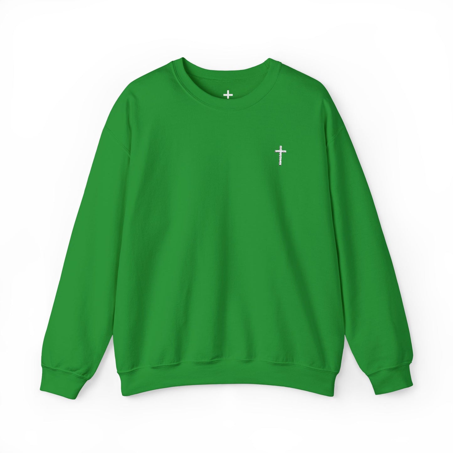 Unisex Heavy Blend™ Crewneck Sweatshirt with Embroidered White Cross