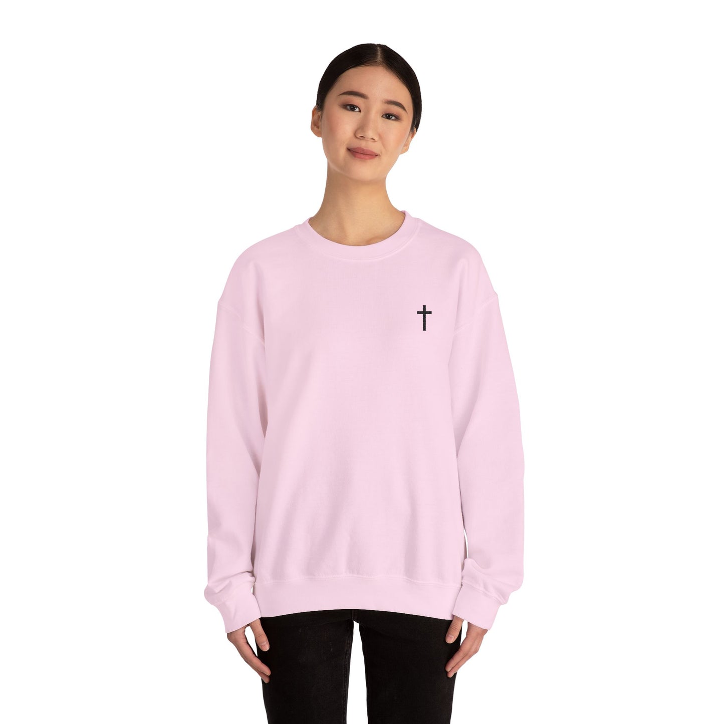Unisex Heavy Blend™ Crewneck Sweatshirt with Embroidered Black Cross