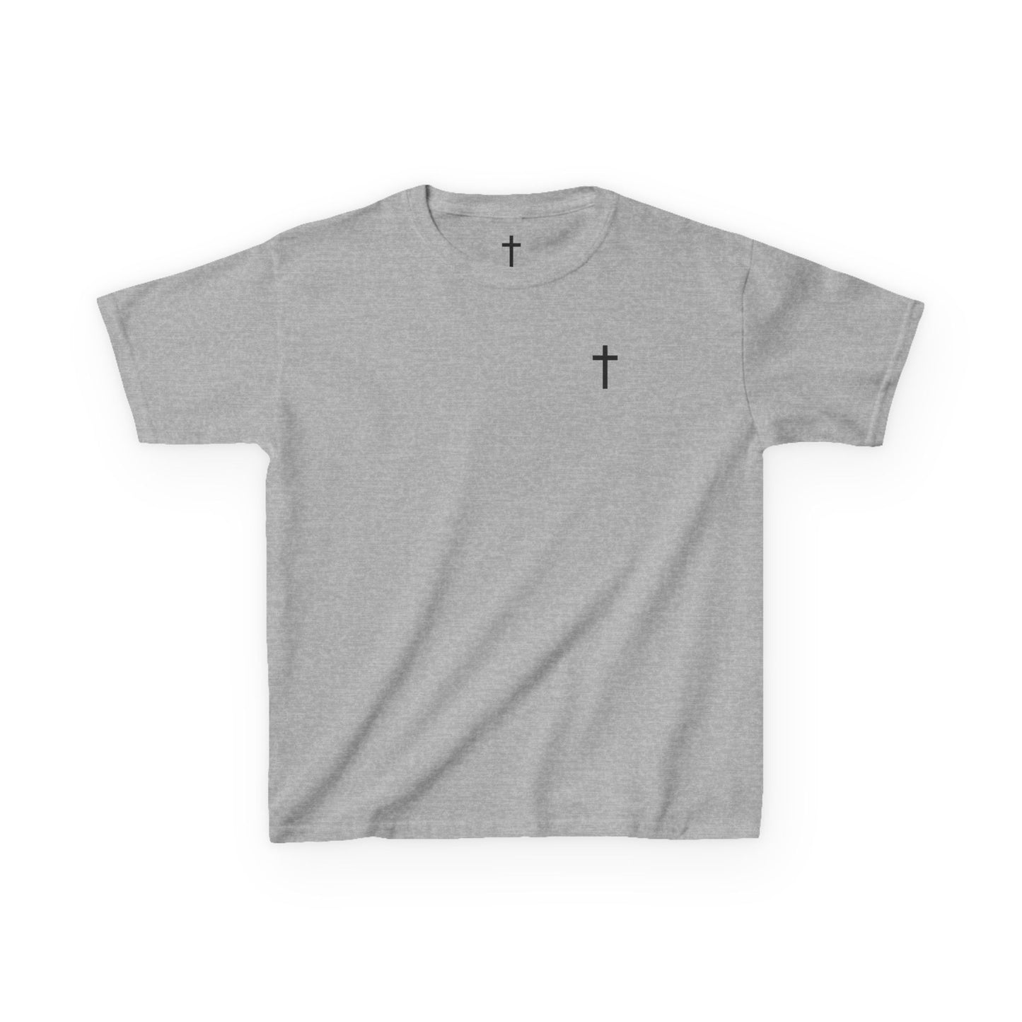 Youth Simple Christian T-Shirt with Black Cross (Gildan Product)