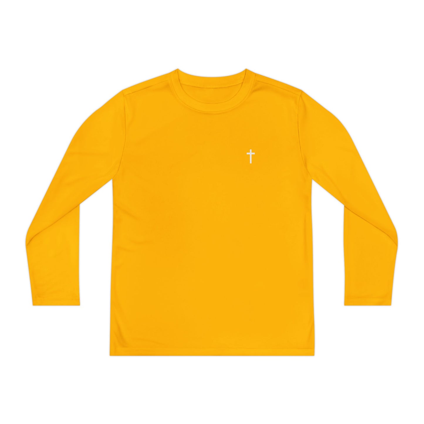 Youth long sleeve Sport-Tek with White Cross