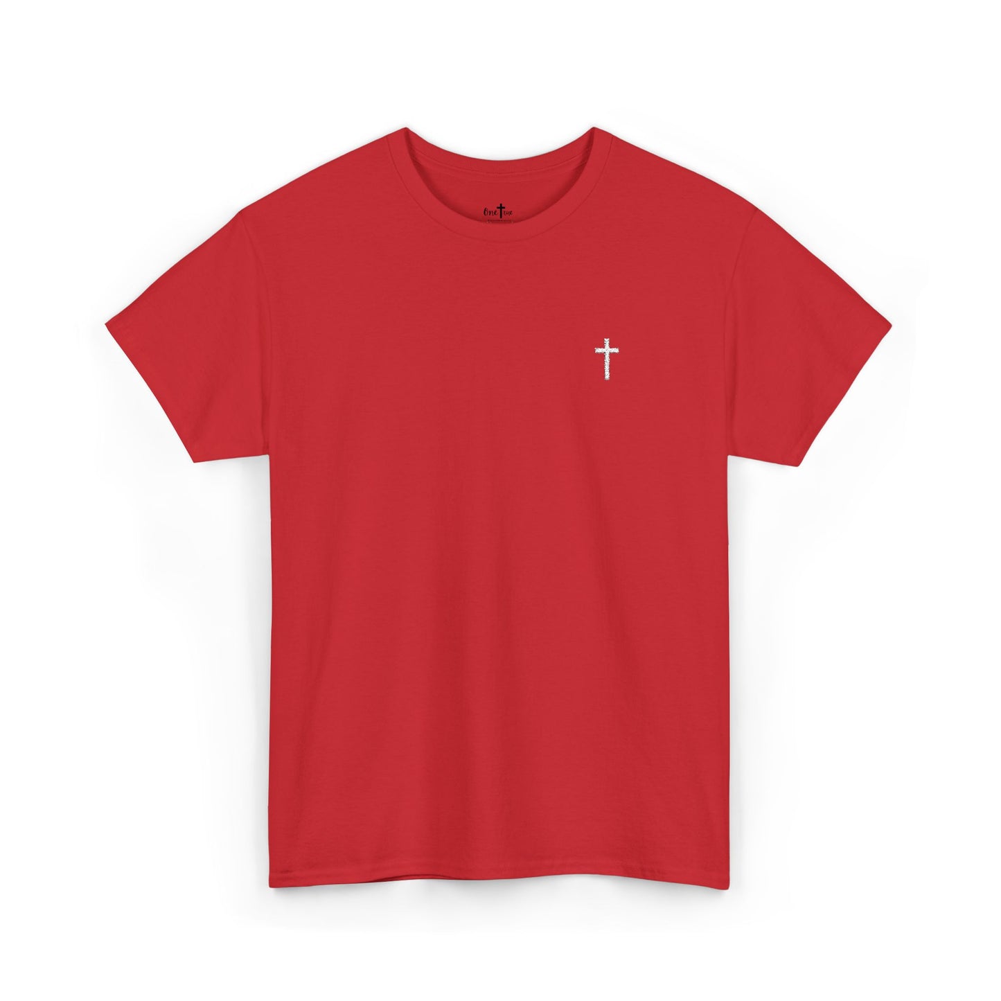 Unisex Heavy Cotton Tee with White Cross (Embroidered)