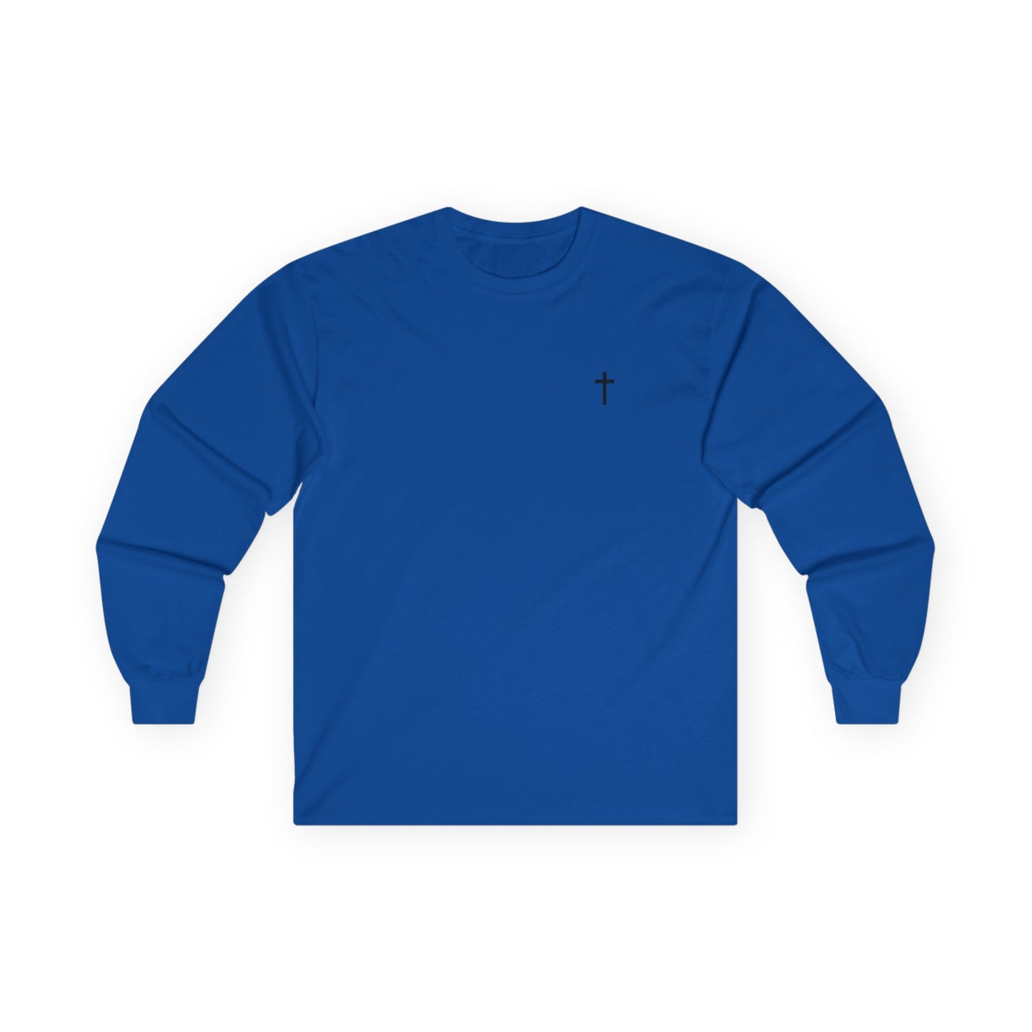 Unisex 100% Cotton Long Sleeve Tee with Black Cross
