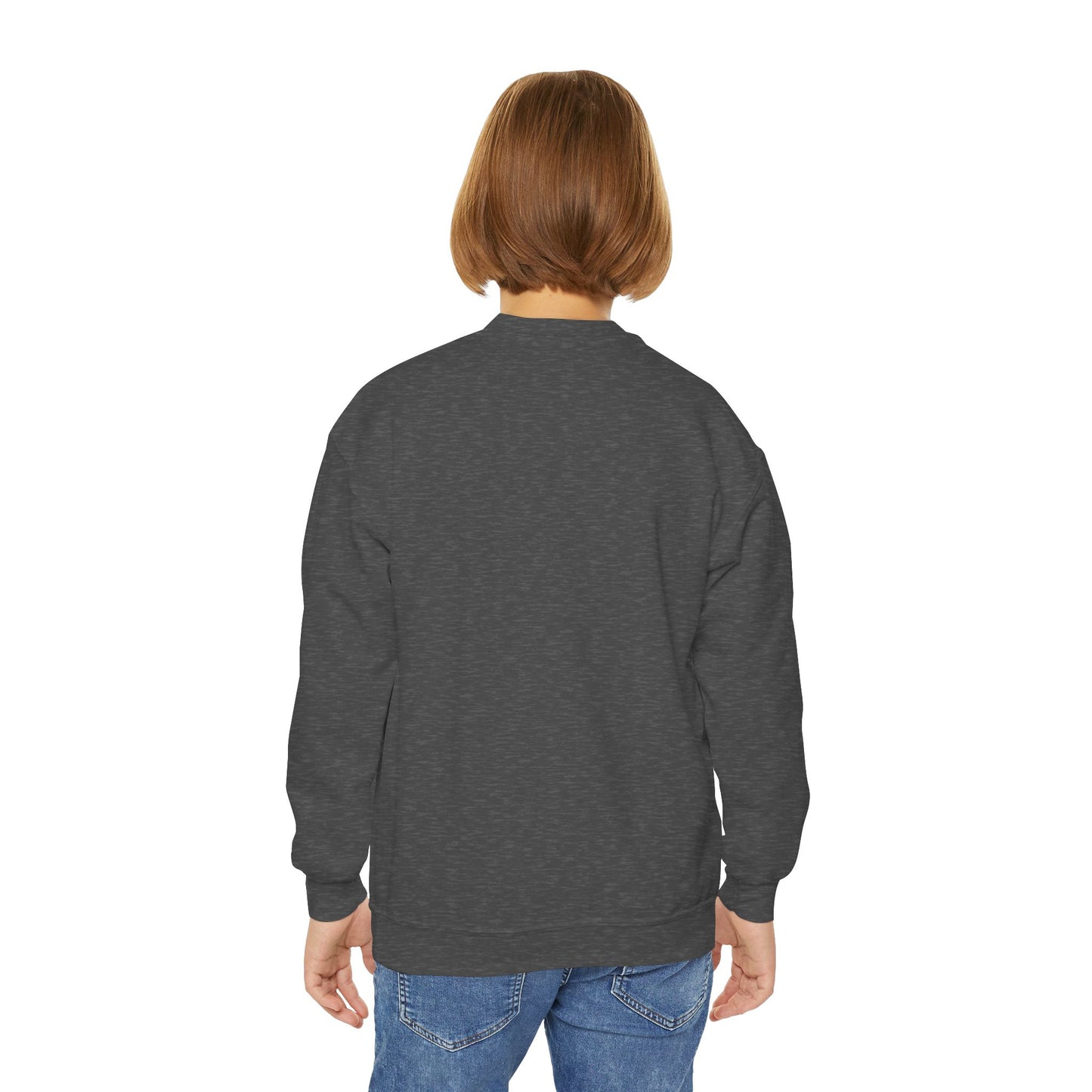 Youth Simple Christian Crewneck Sweatshirt with White Cross (Gildan Product)