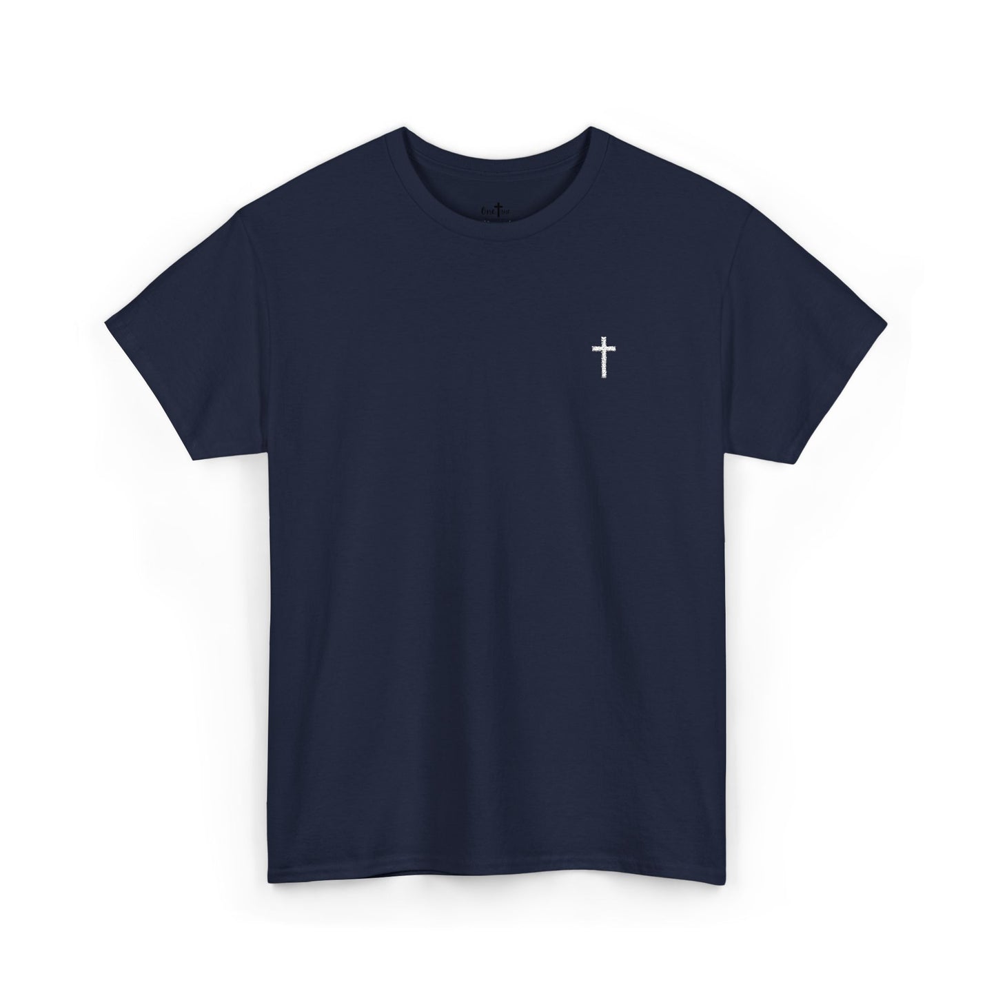 Unisex Heavy Cotton Tee with White Cross (Embroidered)