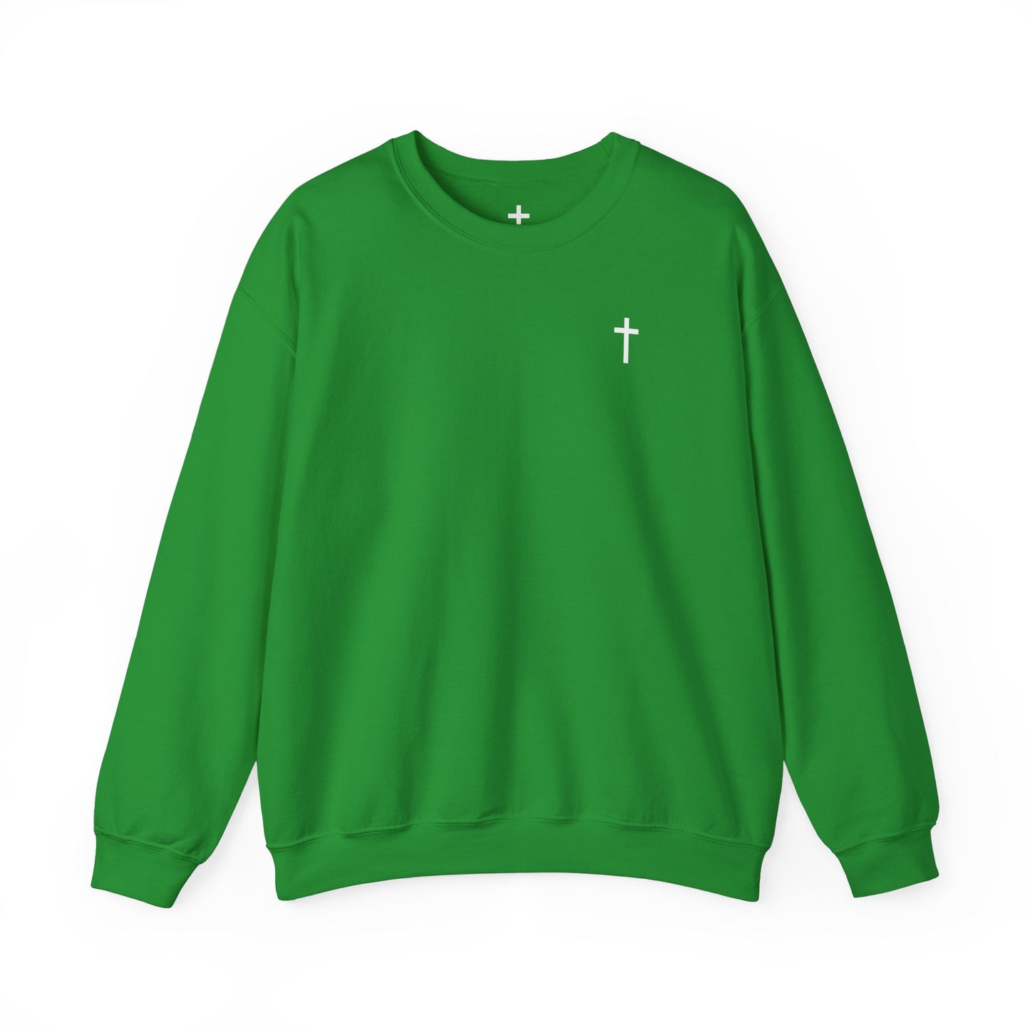 Unisex Simple Christian Heavy Blend Crewneck Sweatshirt with White Cross (Gildan Product)