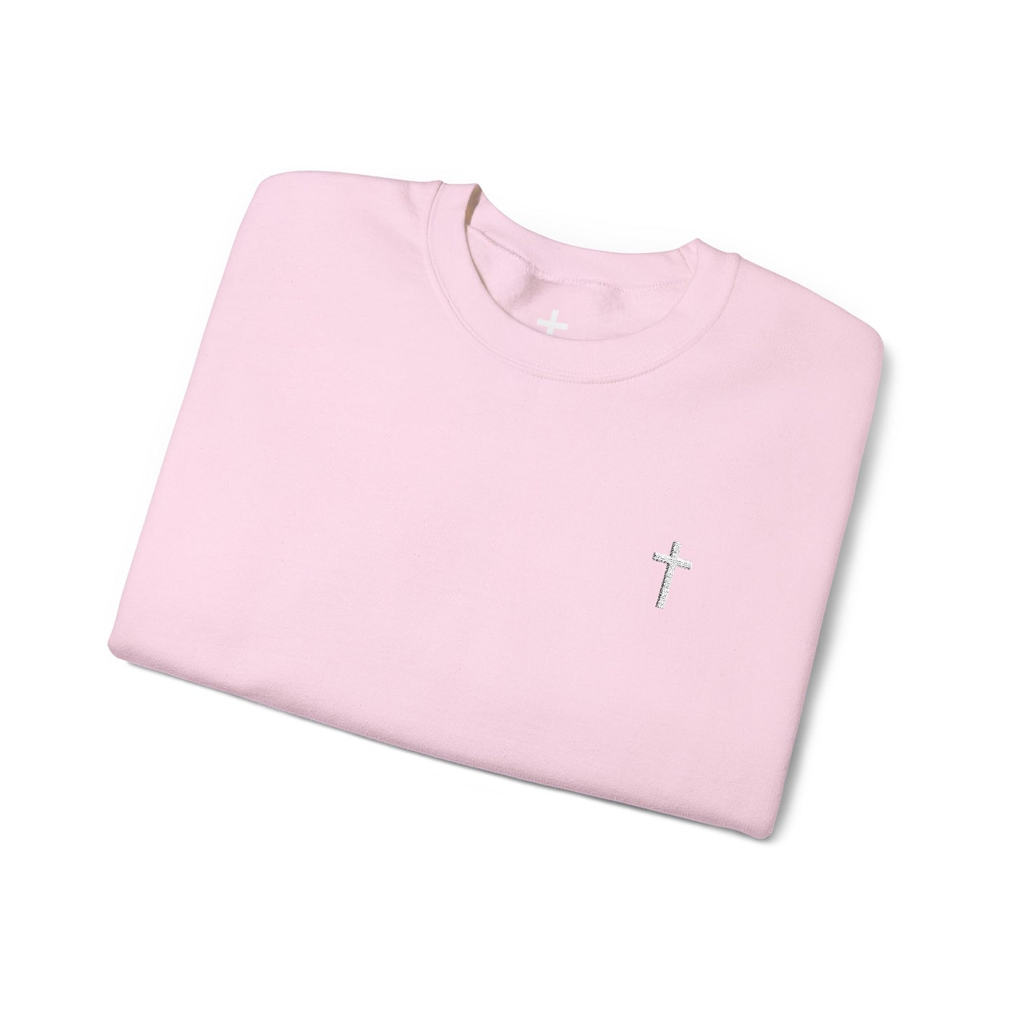 Unisex Heavy Blend™ Crewneck Sweatshirt with Embroidered White Cross