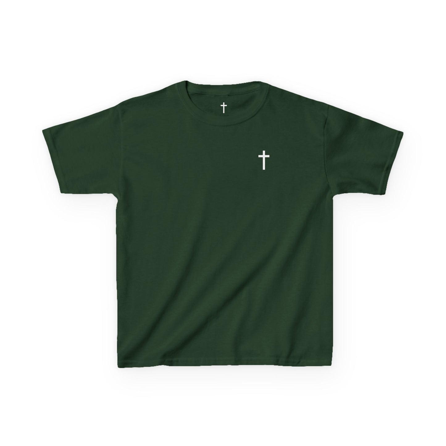 Youth Simple Christian T-Shirt with White Cross (Gildan Product)