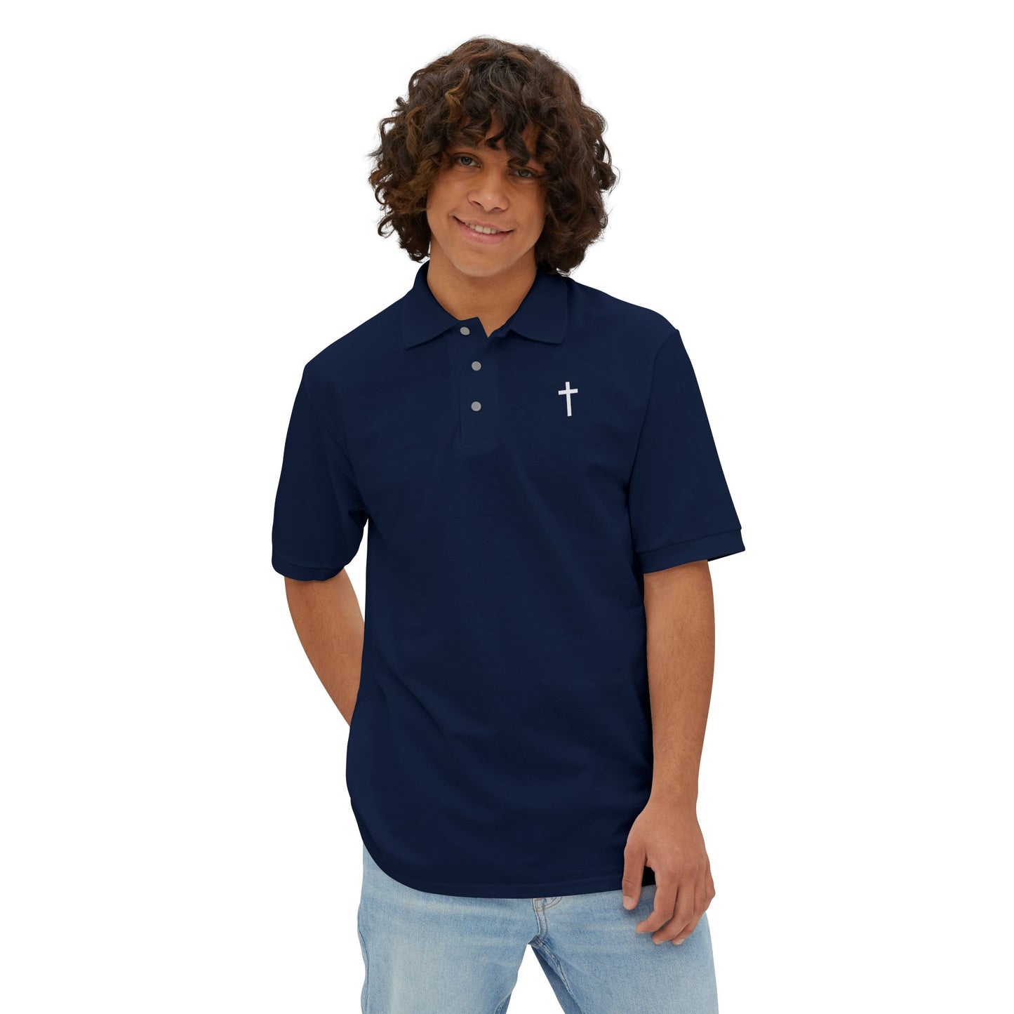 Men's Polo with White Cross
