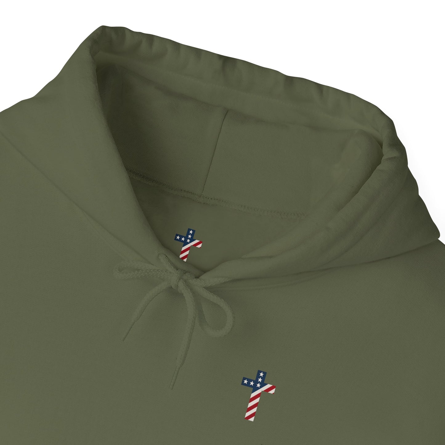 American Flag Cross- Gildan Hooded Sweatshirt