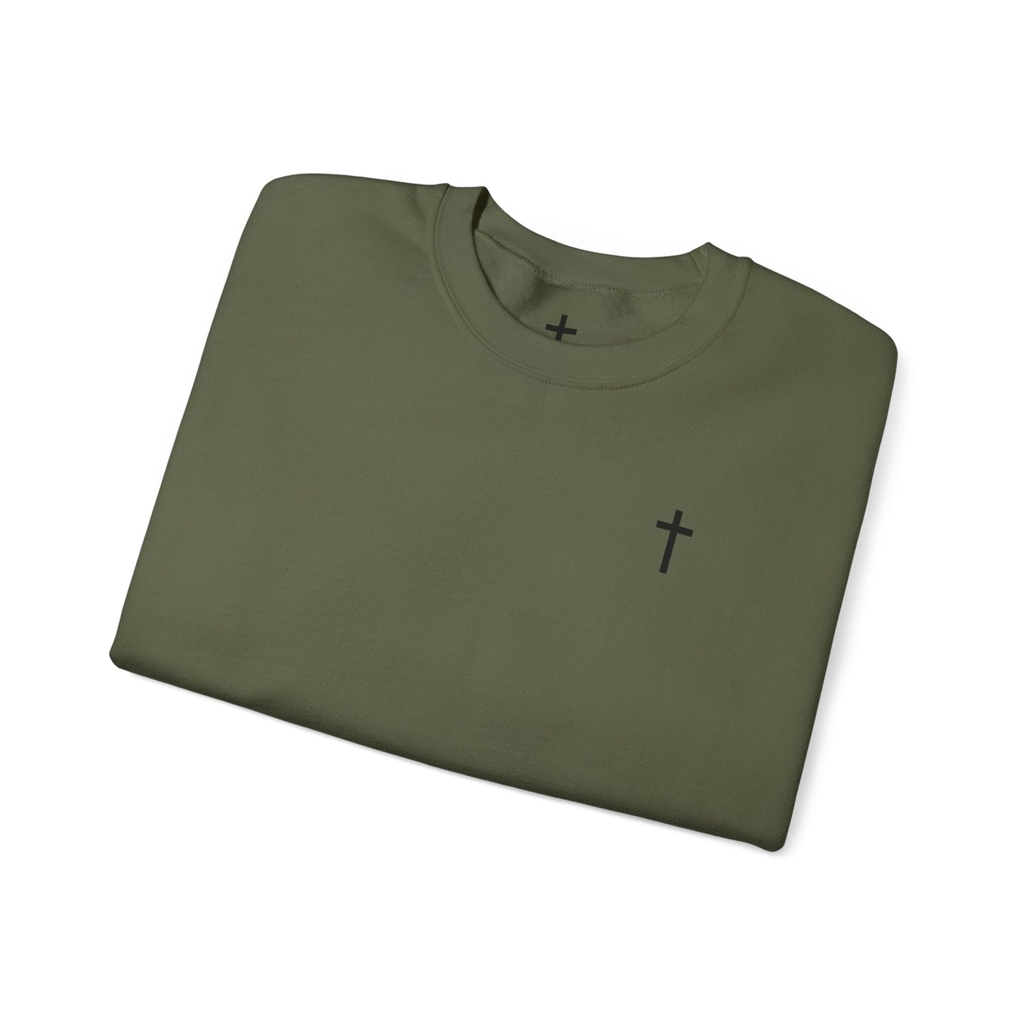 Unisex Simple Christian Heavy Blend Crewneck Sweatshirt with Black Cross (Gildan Product)
