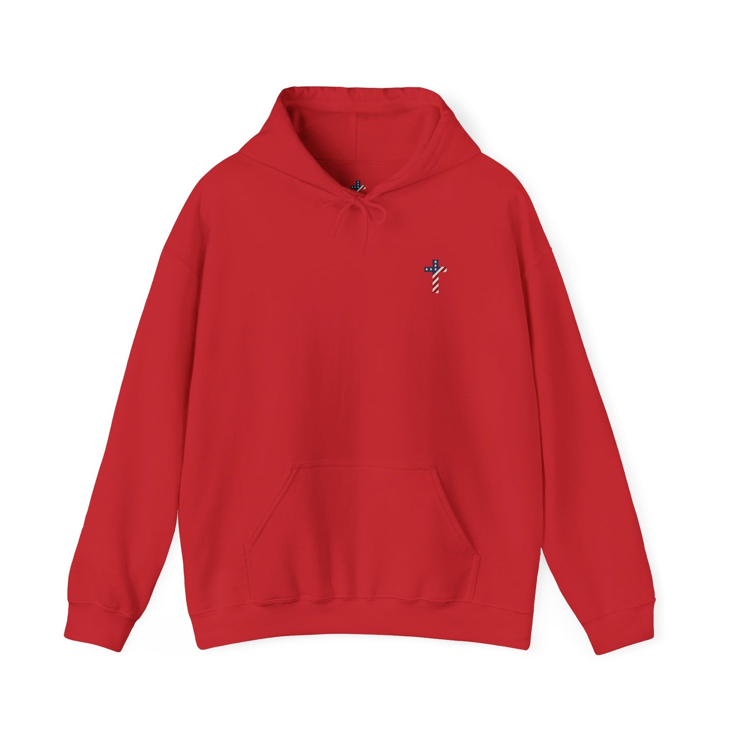 American Flag Cross- Gildan Hooded Sweatshirt
